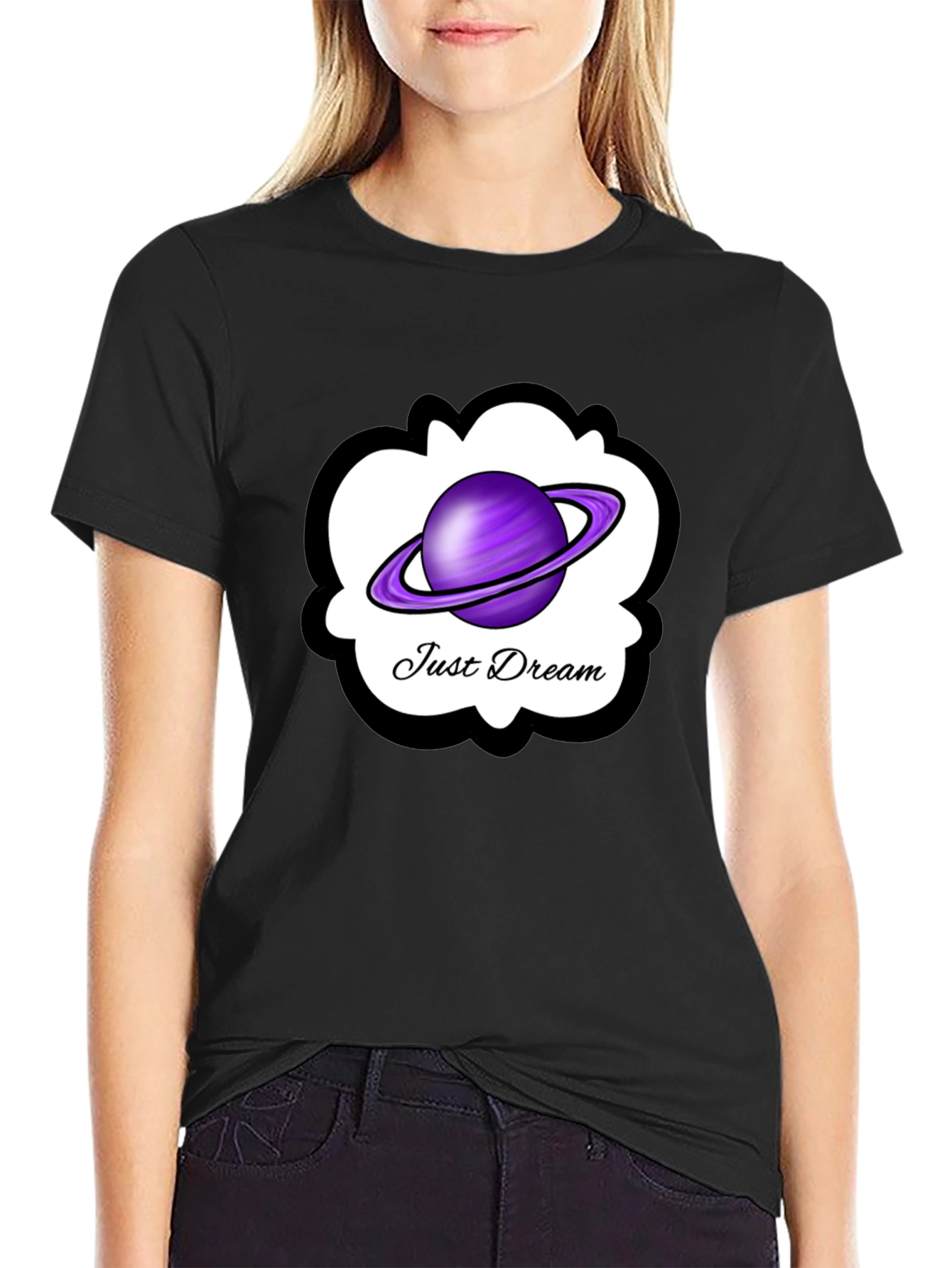 Just Dream Saturn Graphic Tee - Black