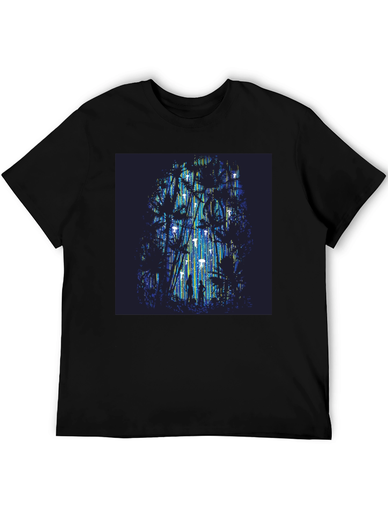 Abstract Forest Graphic Tee - Stylish Black T-Shirt