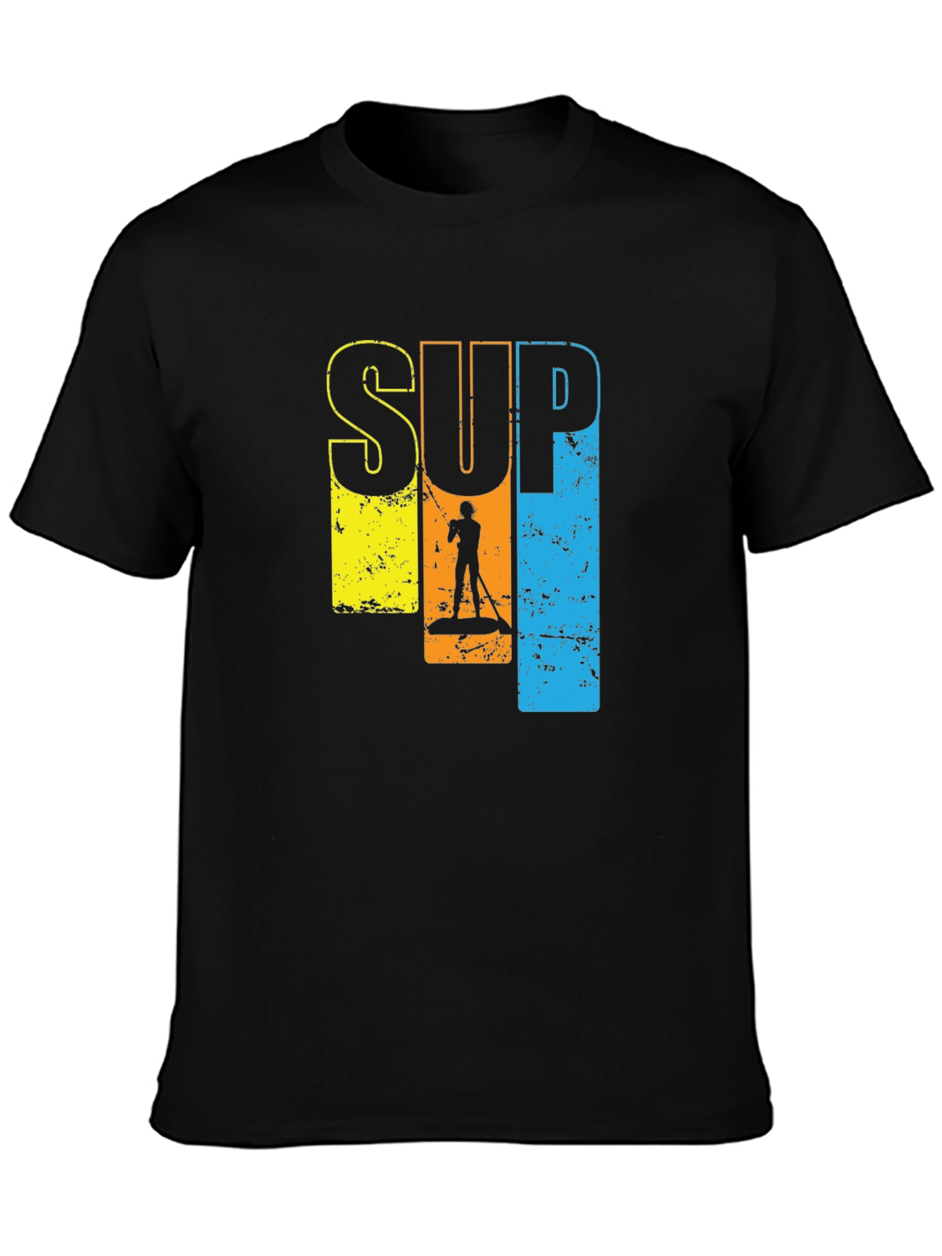 SUP Paddle Boarding Graphic T-Shirt - Black