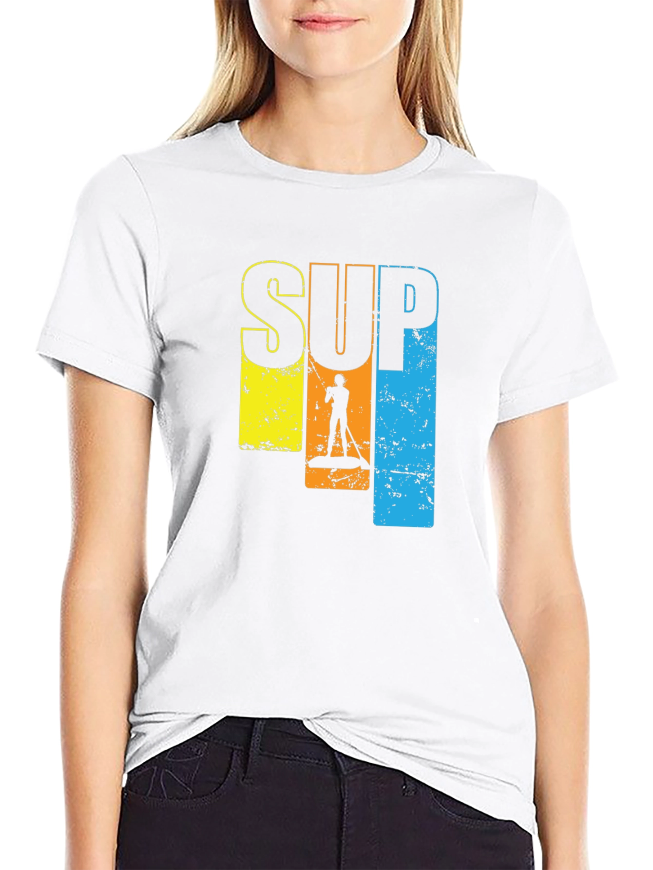 SUP Paddle Boarding Graphic T-Shirt - Black