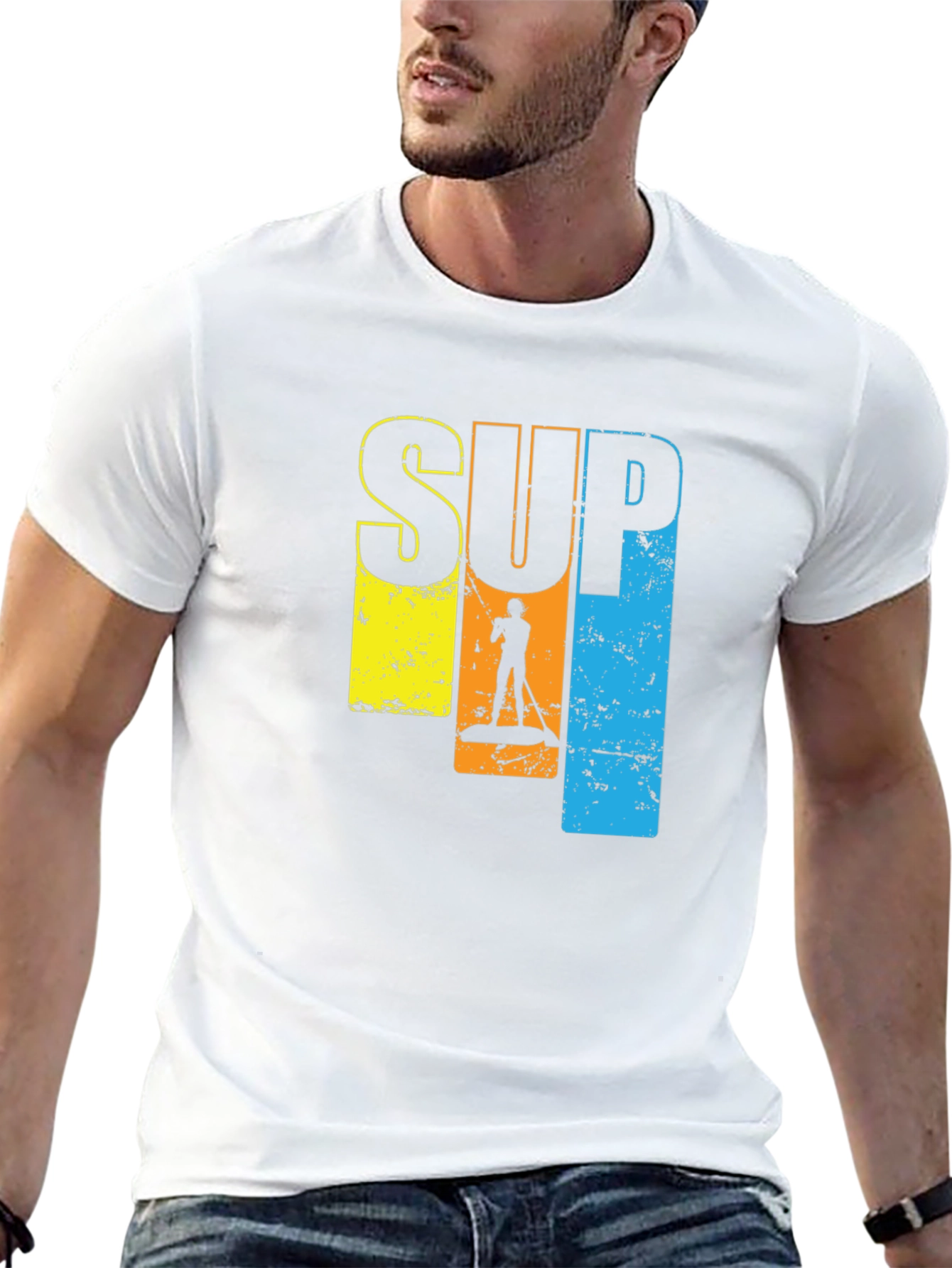 SUP Paddle Boarding Graphic T-Shirt - Black