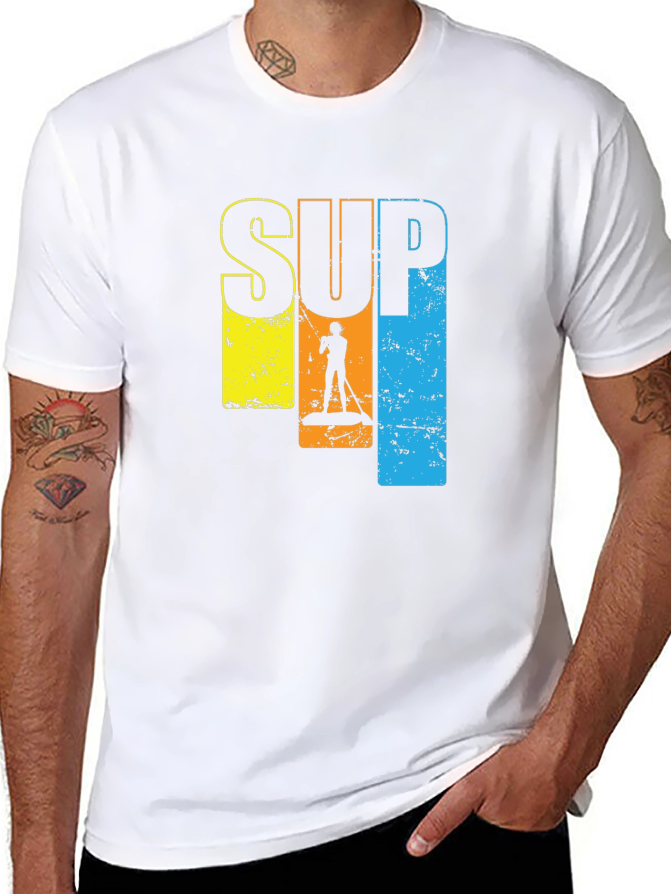 SUP Paddle Boarding Graphic T-Shirt - Black