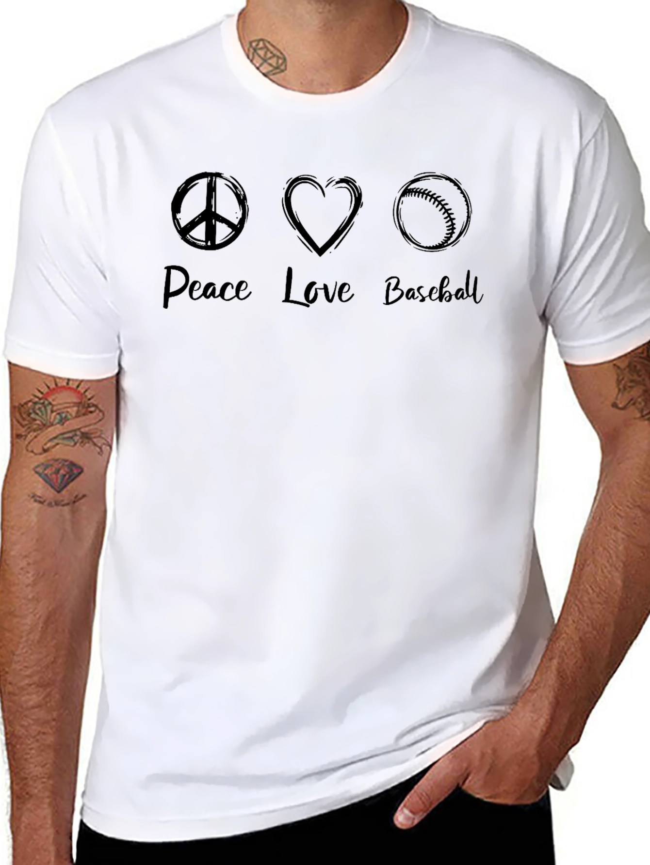 Peace Love Baseball Graphic Tee - Soft Cotton Shirt