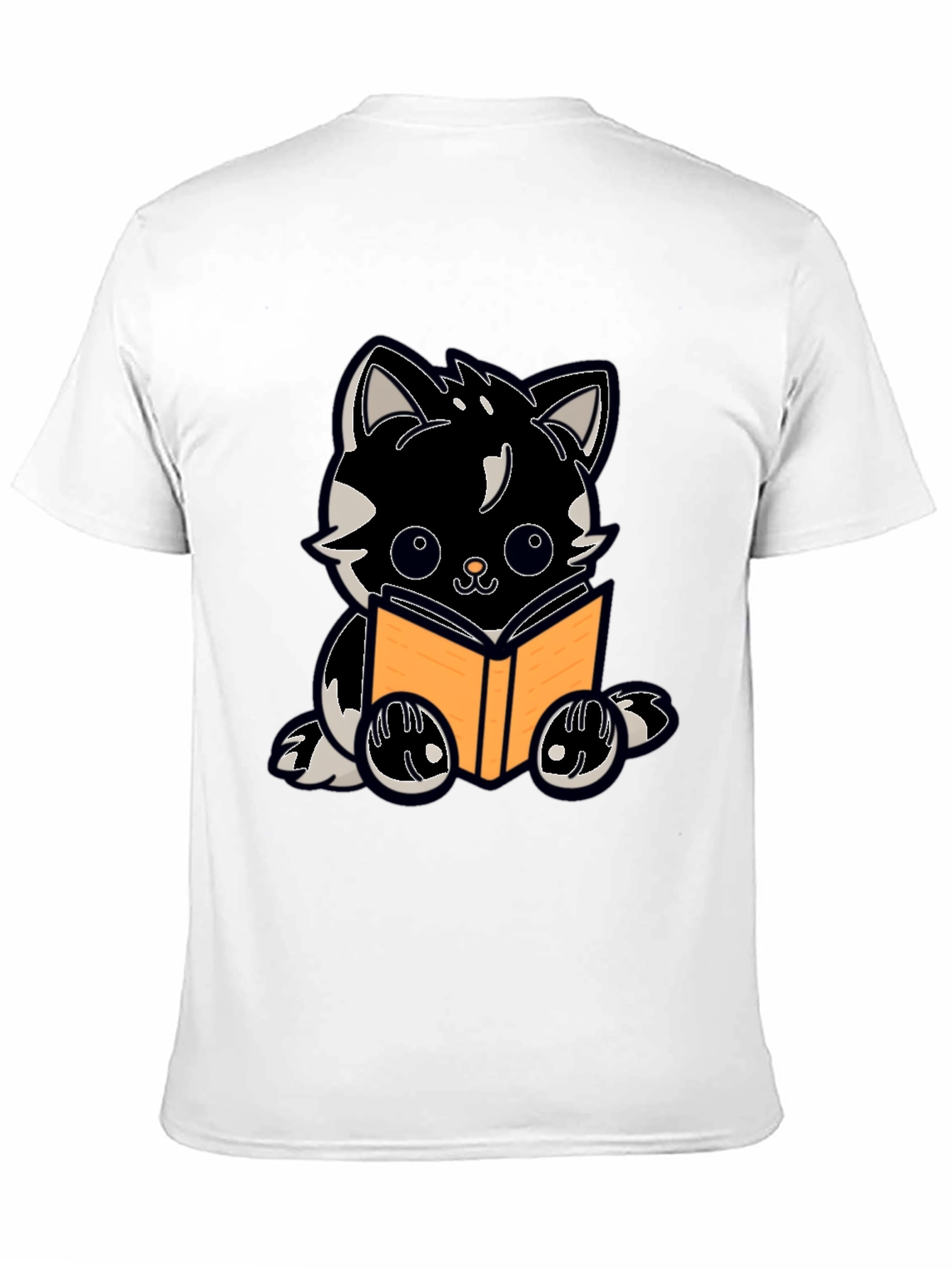 Cartoon Cat Reading Book Graphic Tee