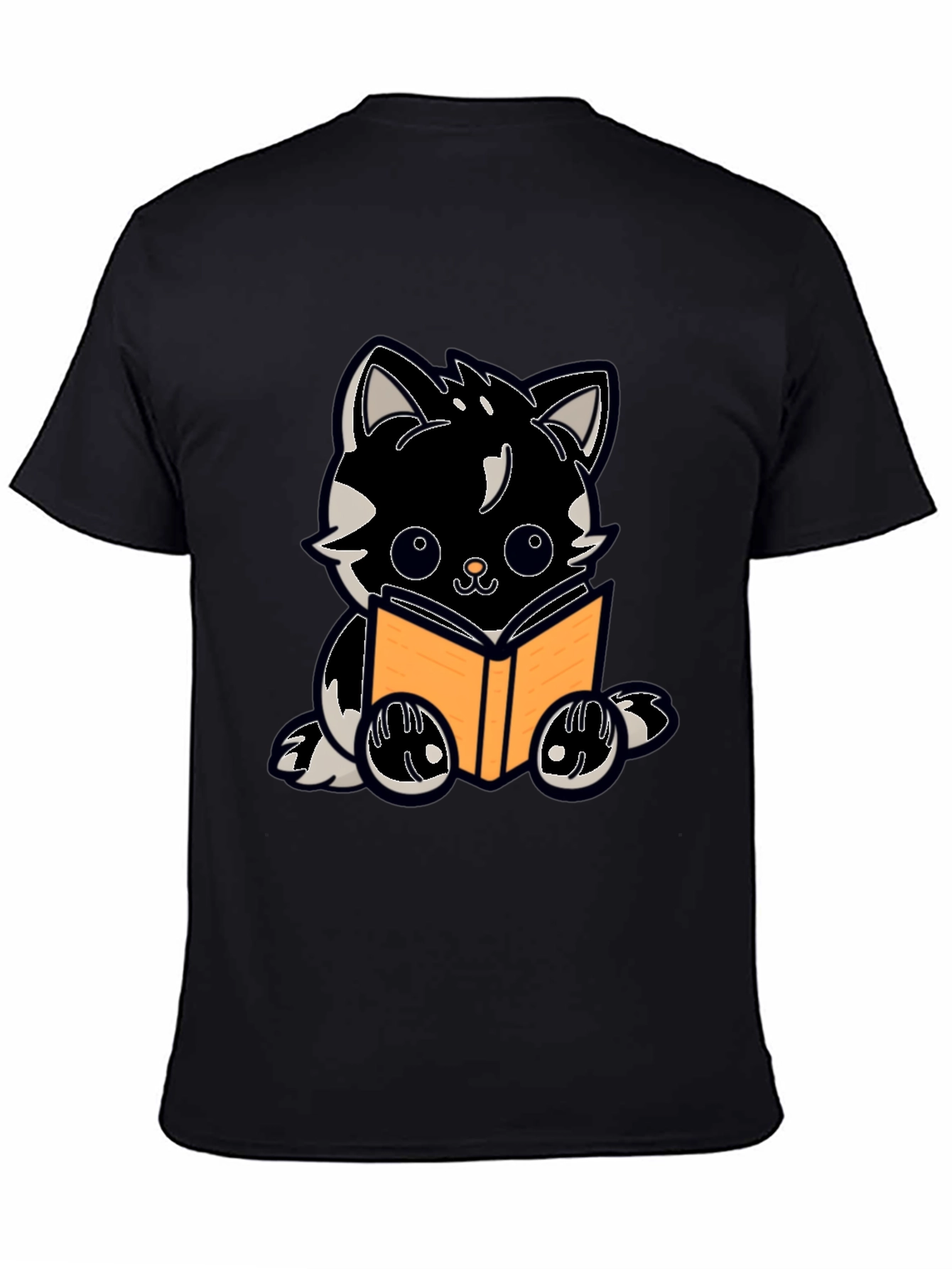 Cartoon Cat Reading Book Graphic Tee