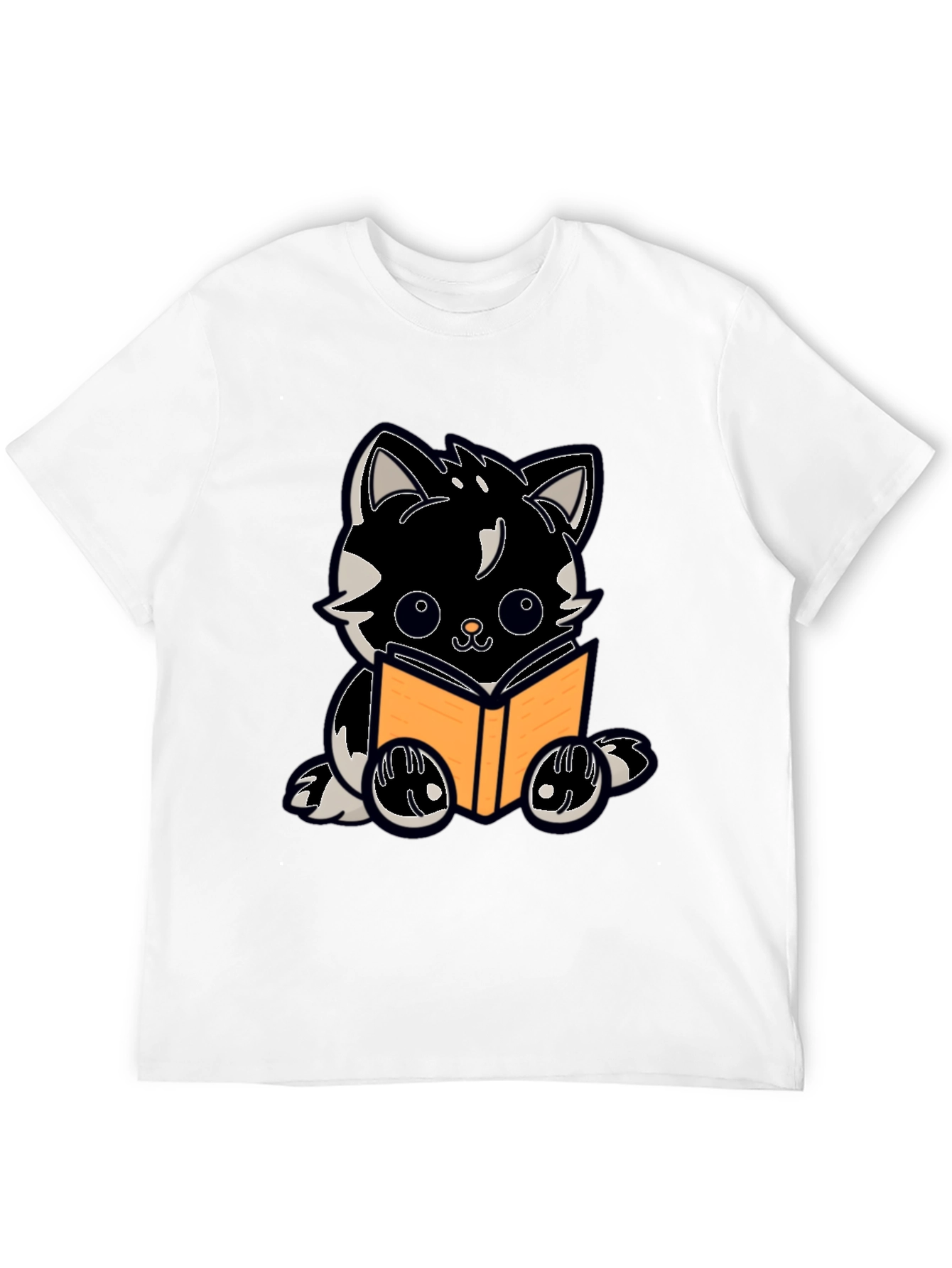 Cartoon Cat Reading Book Graphic Tee