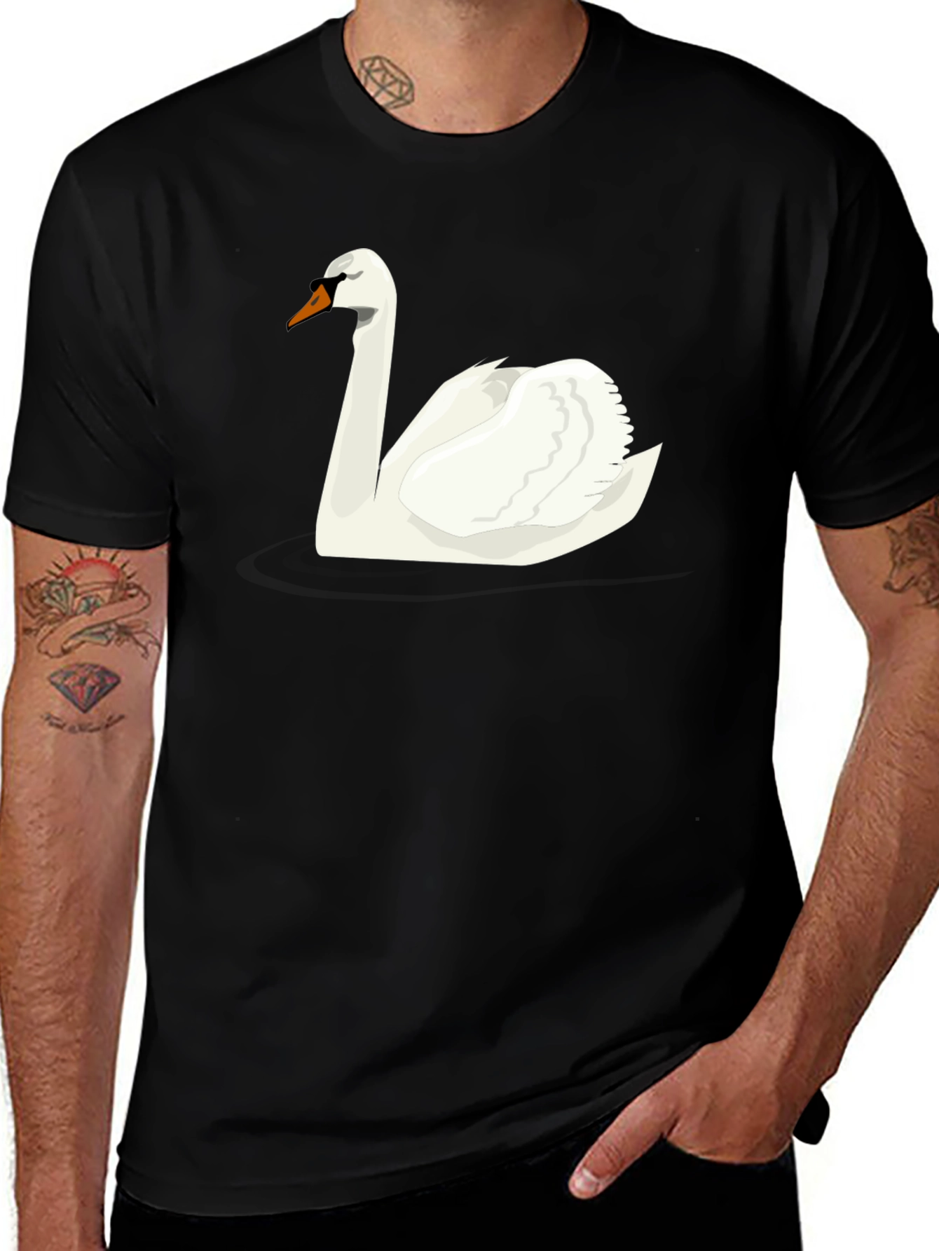 Swan Graphic Black T-Shirt