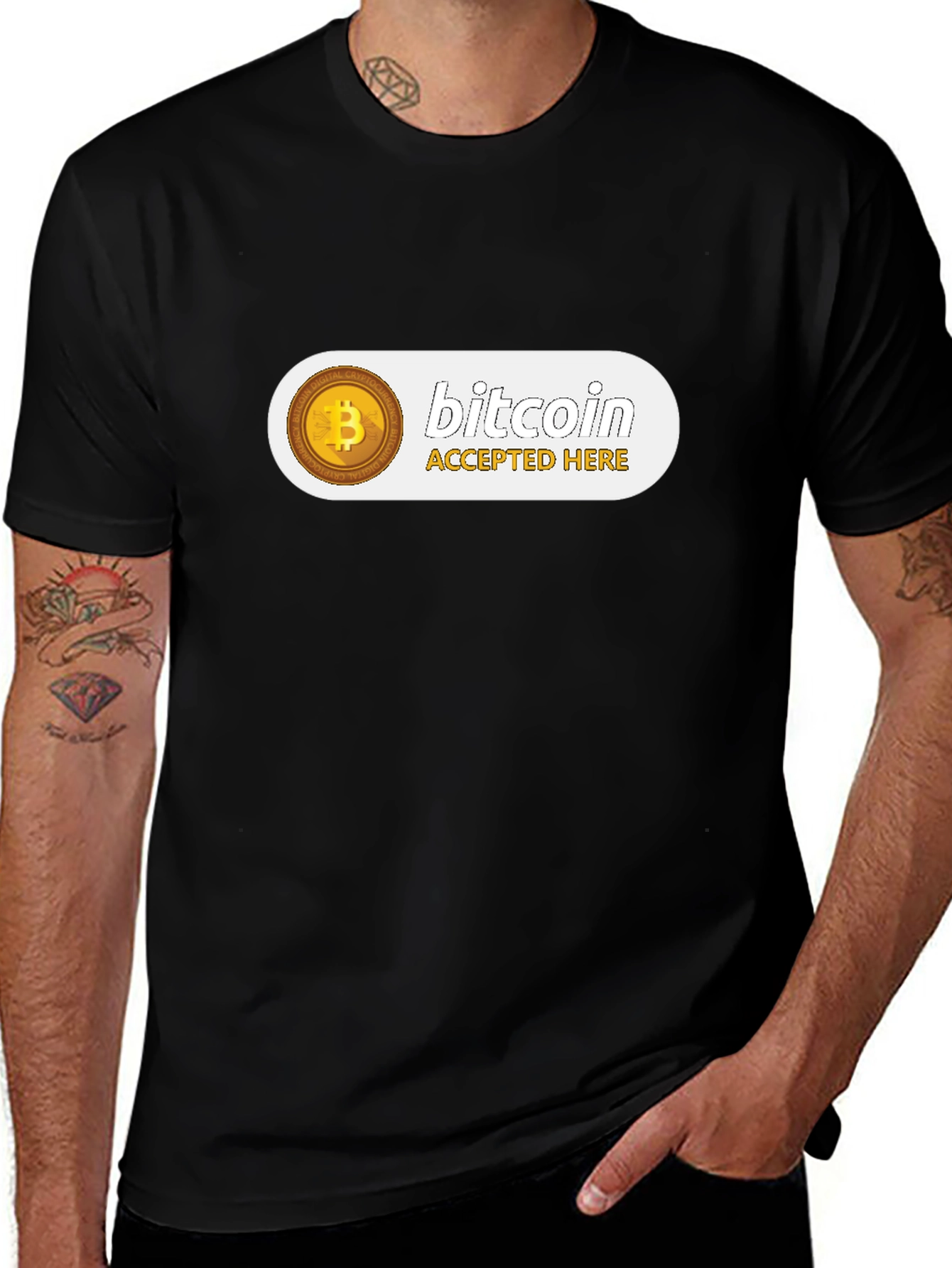 Bitcoin Accepted Here Black T-Shirt
