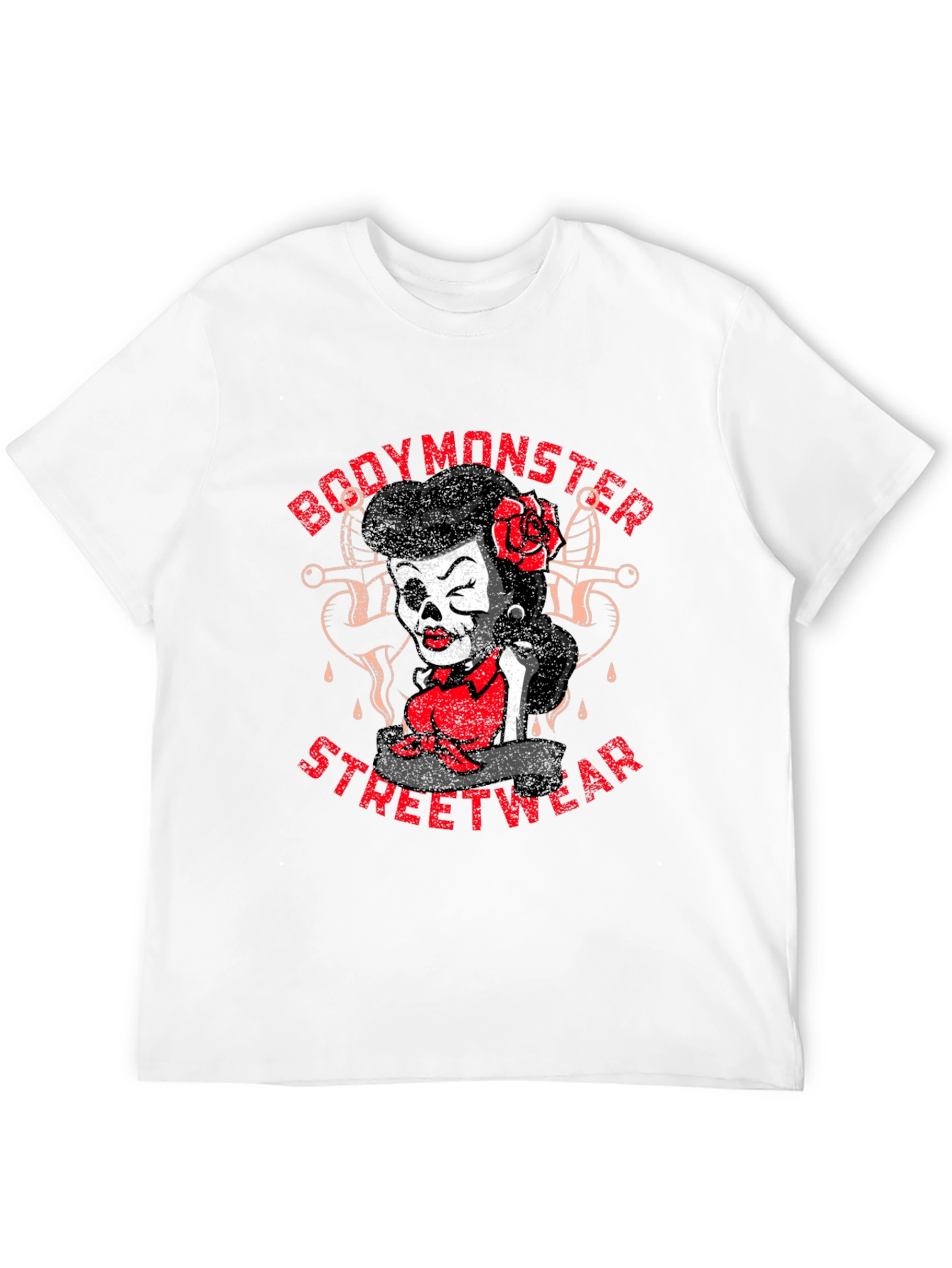 BodyMonster Streetwear Skull Pin-Up Black T-Shirt