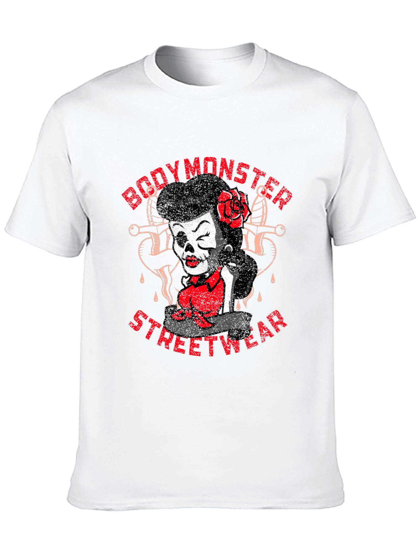 BodyMonster Streetwear Skull Pin-Up Black T-Shirt
