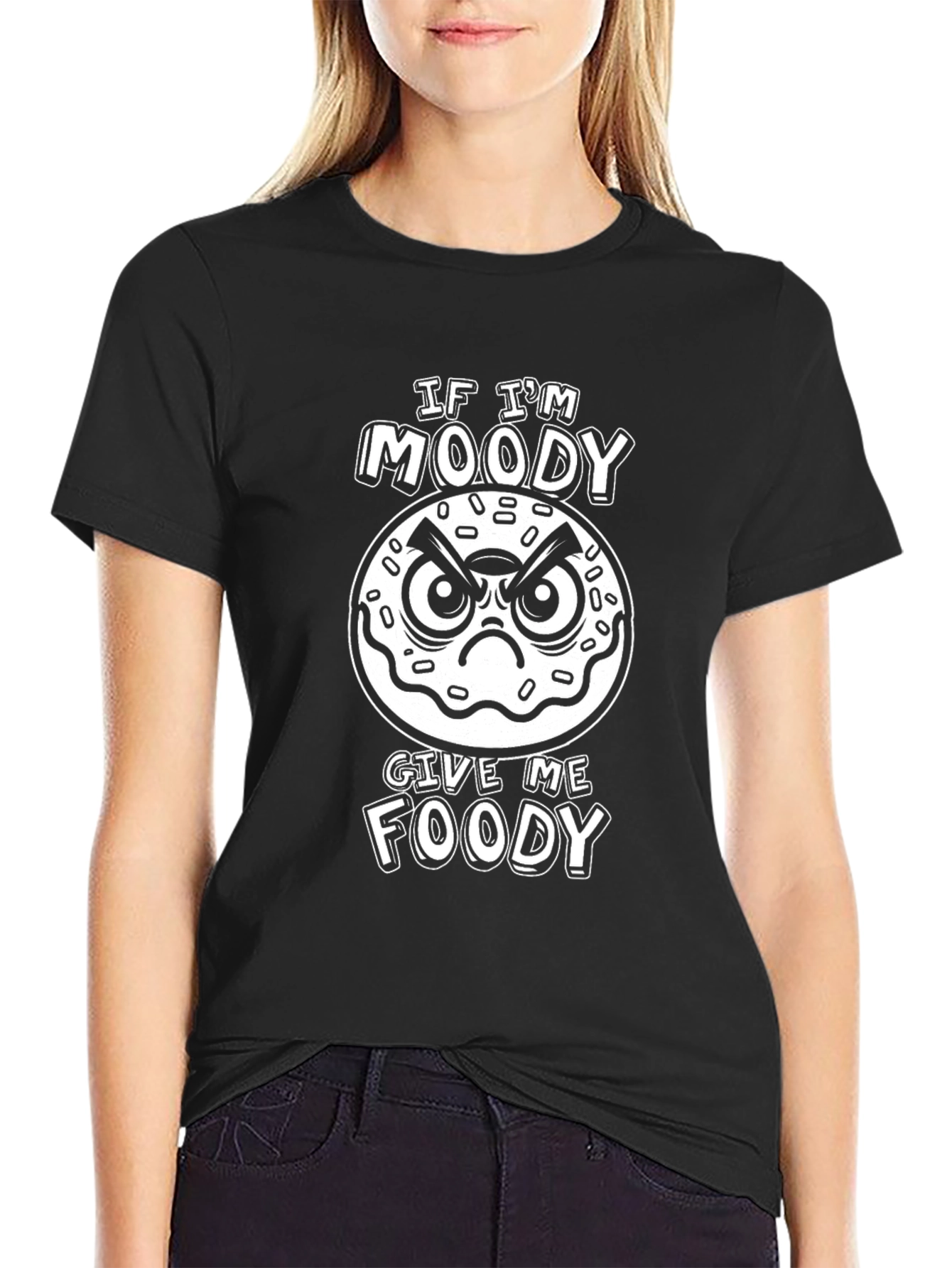 Moody Foody T-Shirt - Black Novelty Tee