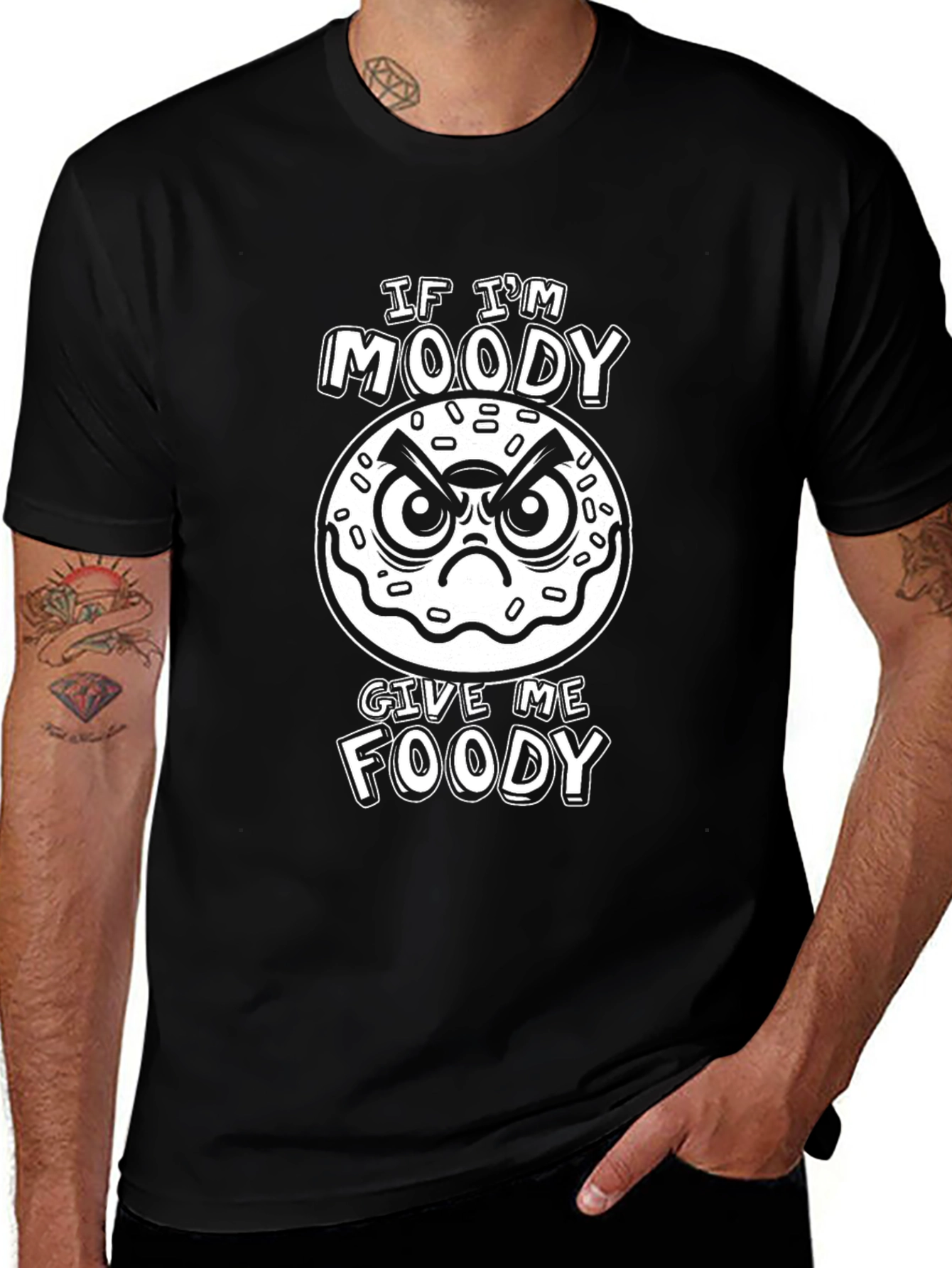Moody Foody T-Shirt - Black Novelty Tee