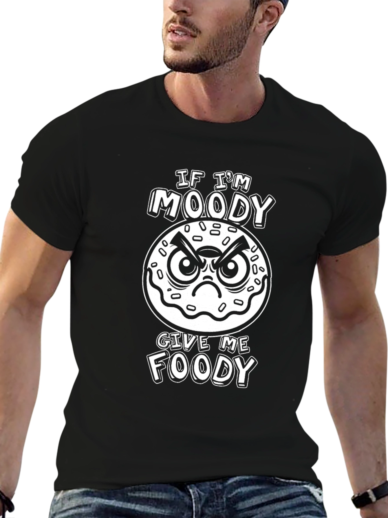 Moody Foody T-Shirt - Black Novelty Tee