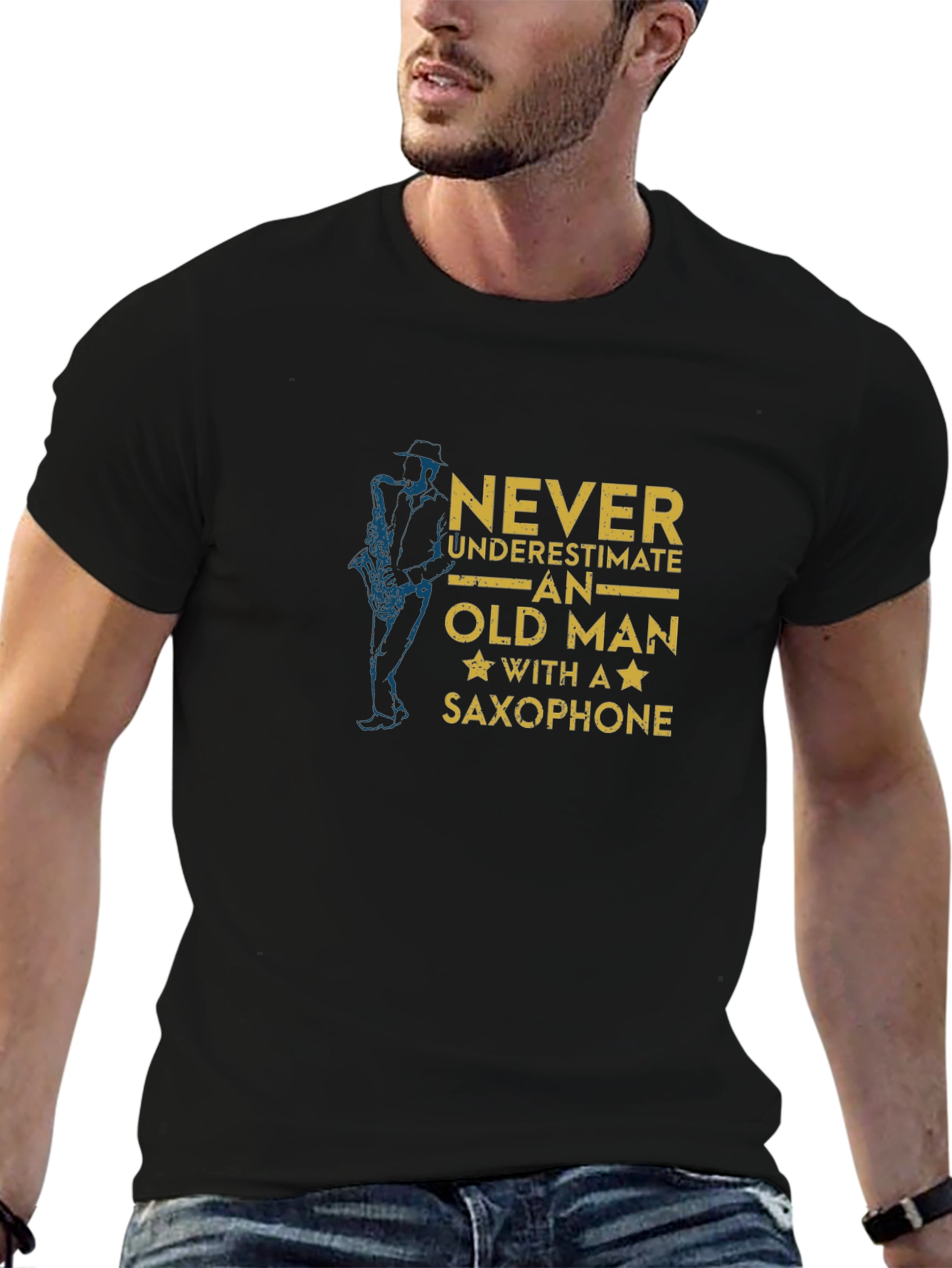 Never Underestimate Old Man Saxophone T-Shirt