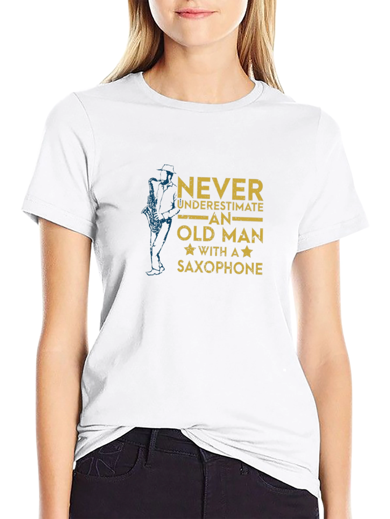 Never Underestimate Old Man Saxophone T-Shirt
