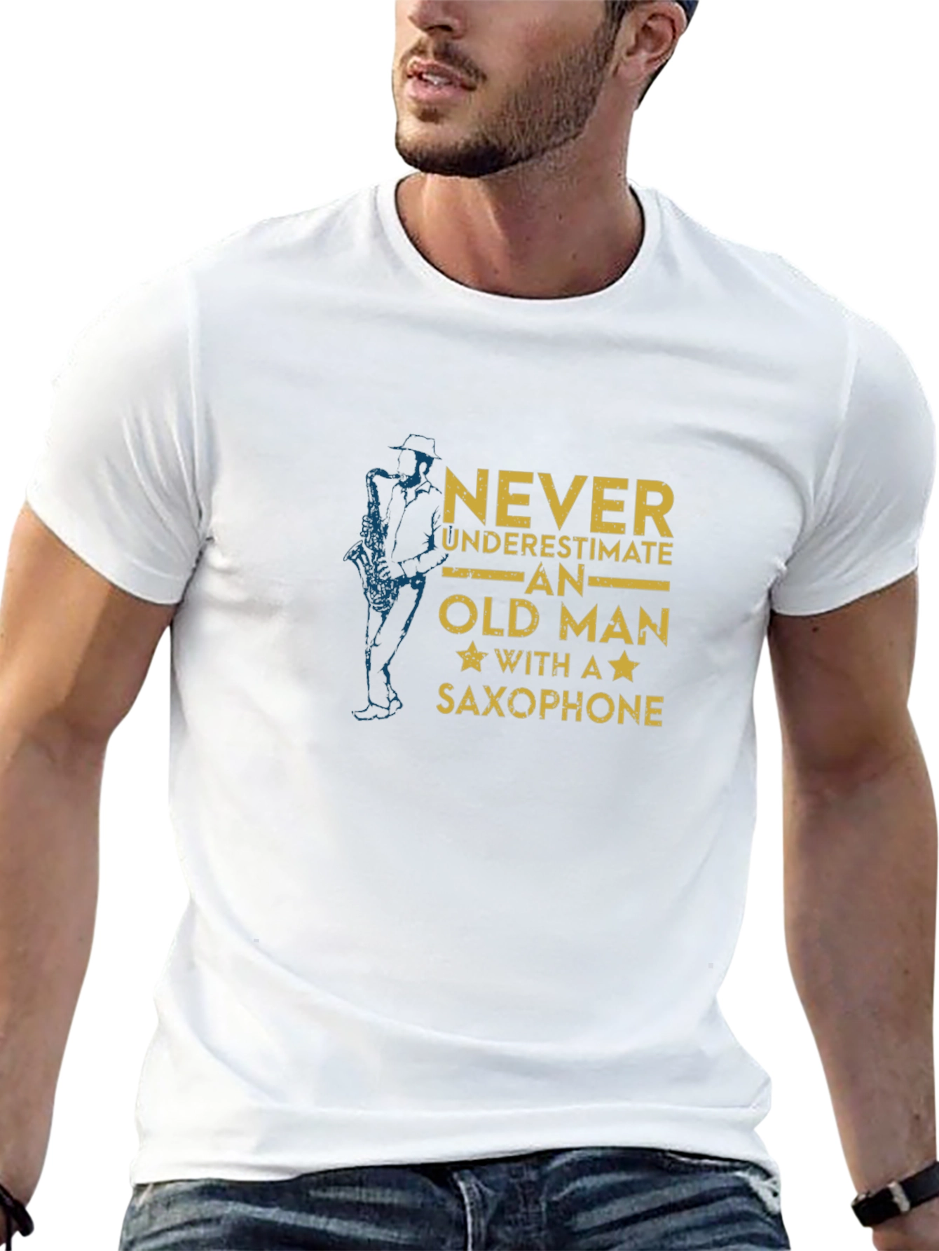Never Underestimate Old Man Saxophone T-Shirt