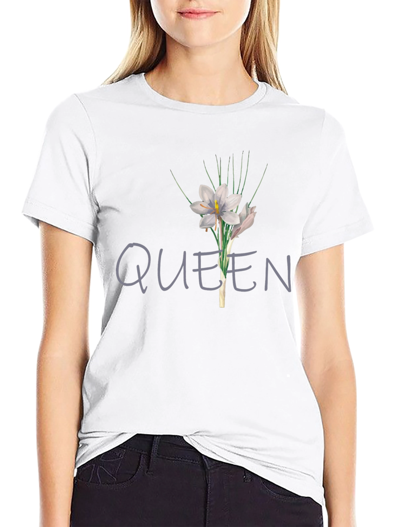 Queen Floral Graphic T-Shirt - Black