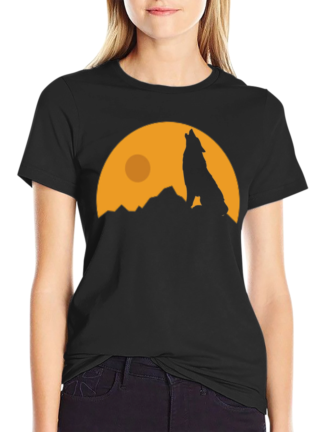 Wolf Howling at Moon Graphic Tee