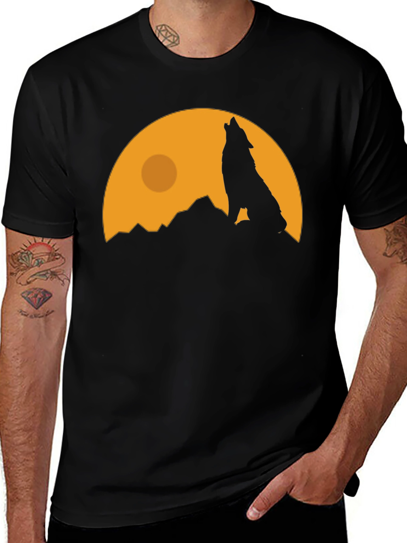 Wolf Howling at Moon Graphic Tee