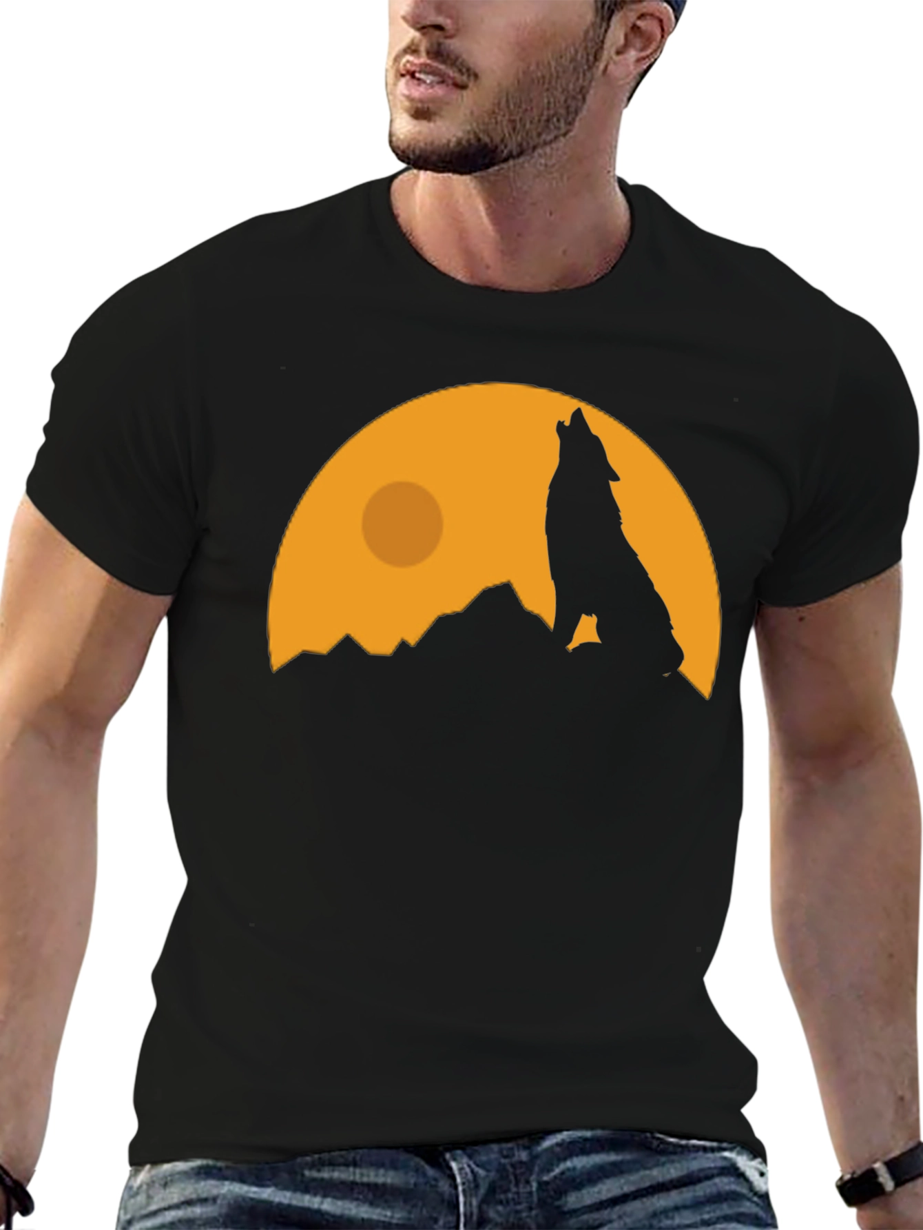 Wolf Howling at Moon Graphic Tee