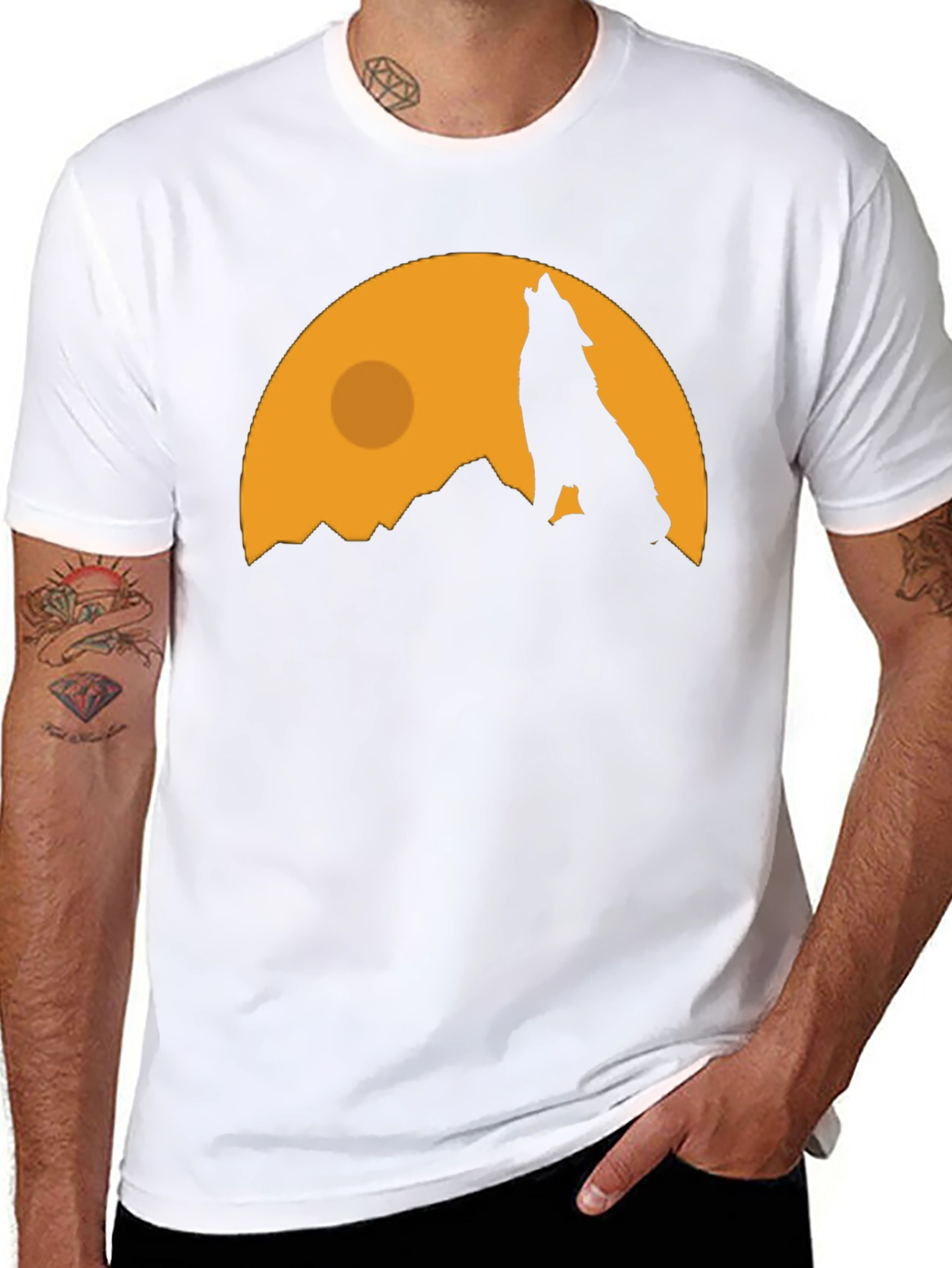 Wolf Howling at Moon Graphic Tee
