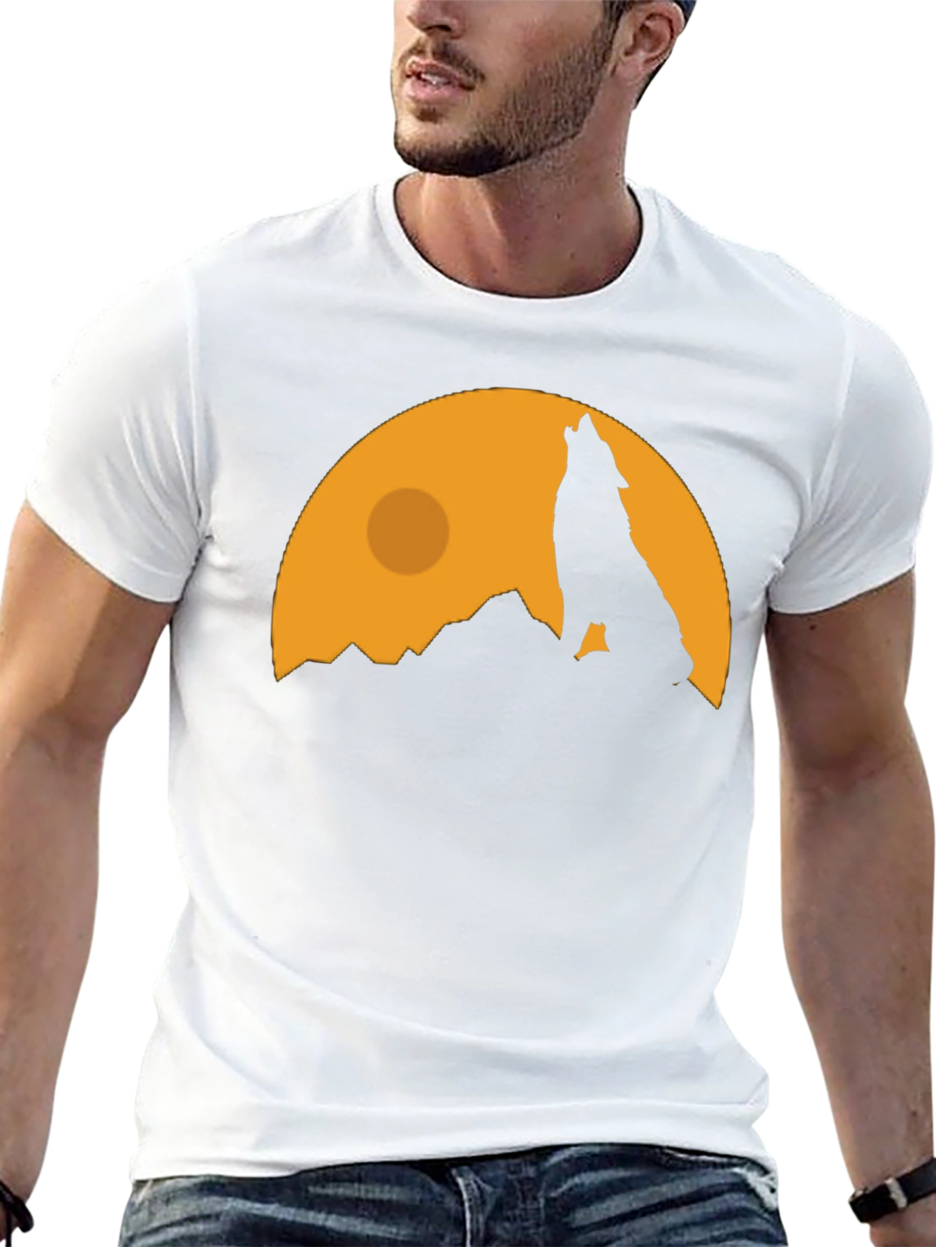 Wolf Howling at Moon Graphic Tee