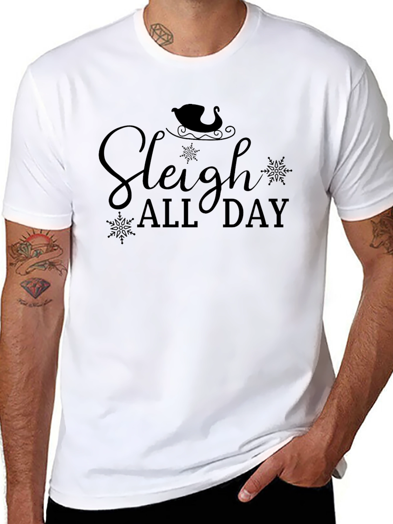 Sleigh All Day Black Graphic T-Shirt