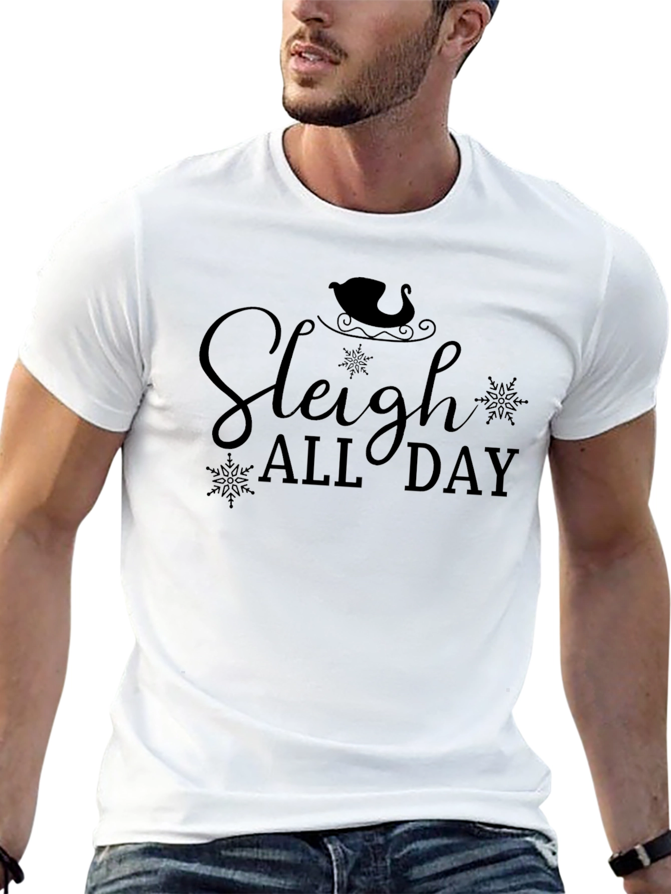 Sleigh All Day Black Graphic T-Shirt
