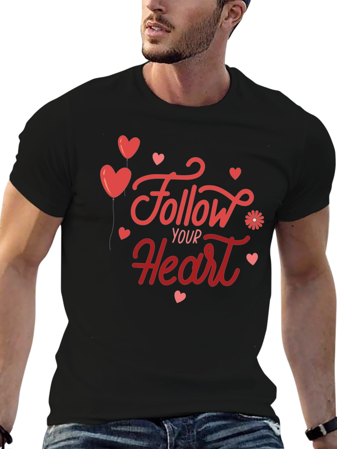 Follow Your Heart Graphic Tee - Soft Black T-Shirt