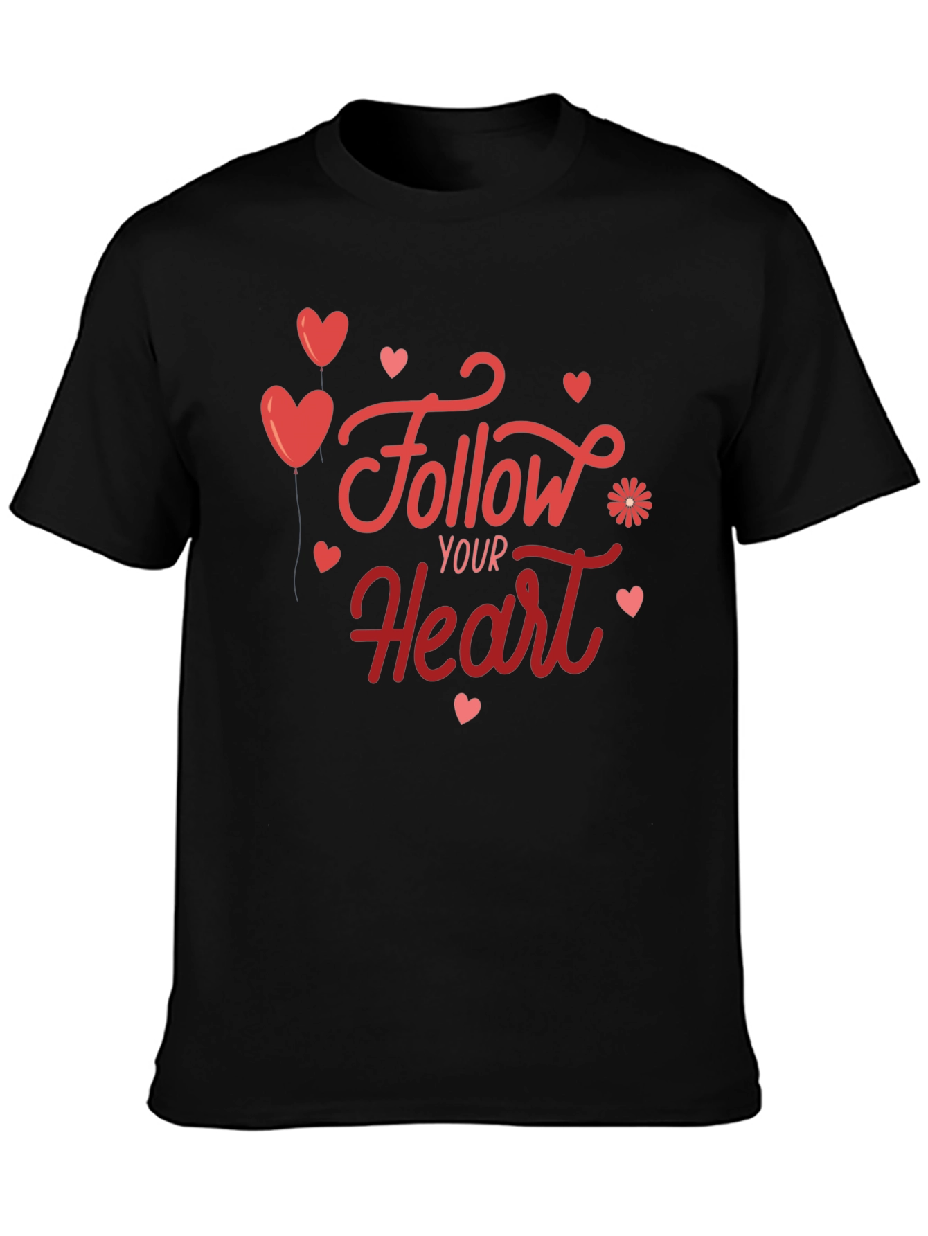 Follow Your Heart Graphic Tee - Soft Black T-Shirt