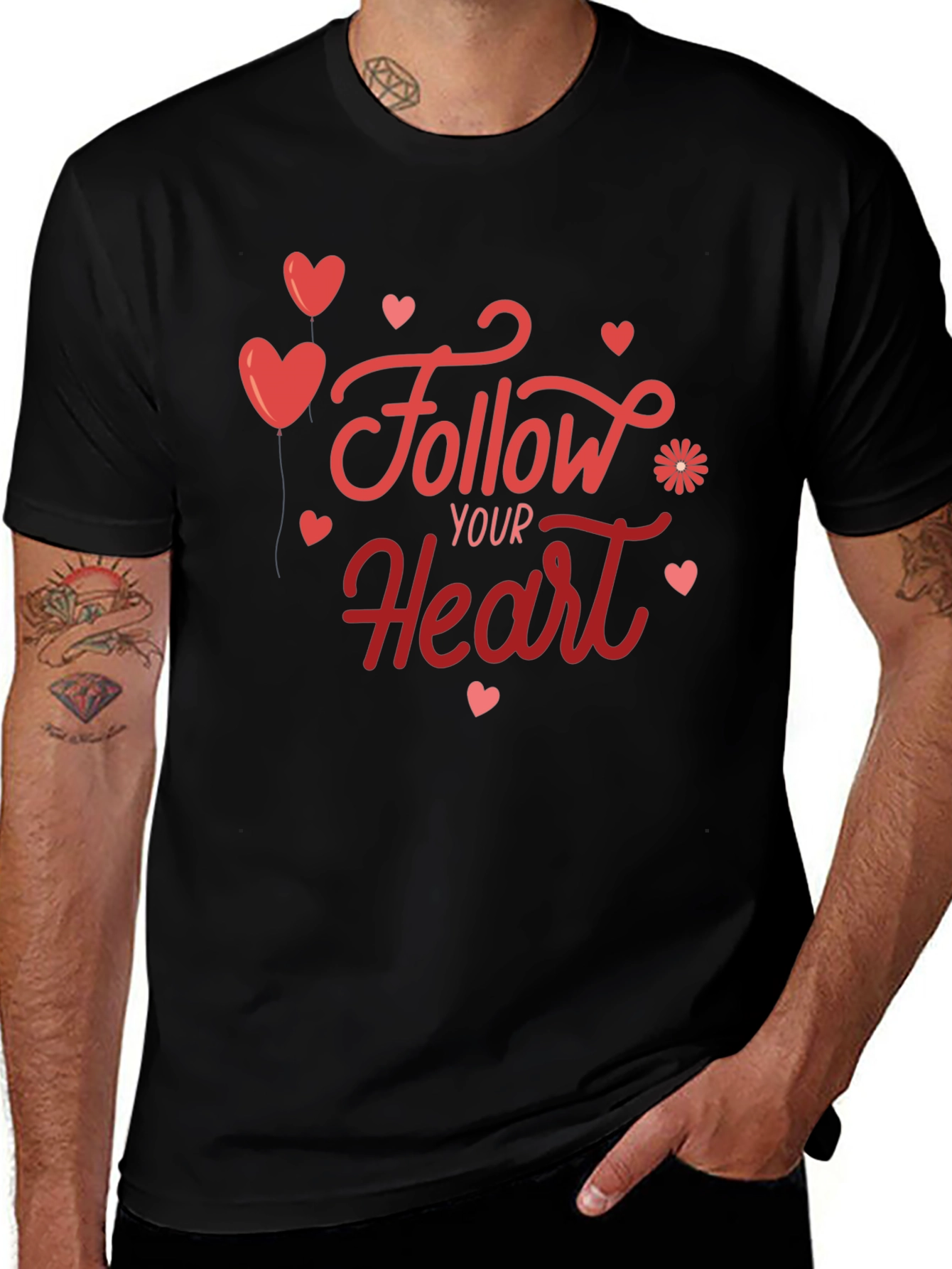 Follow Your Heart Graphic Tee - Soft Black T-Shirt