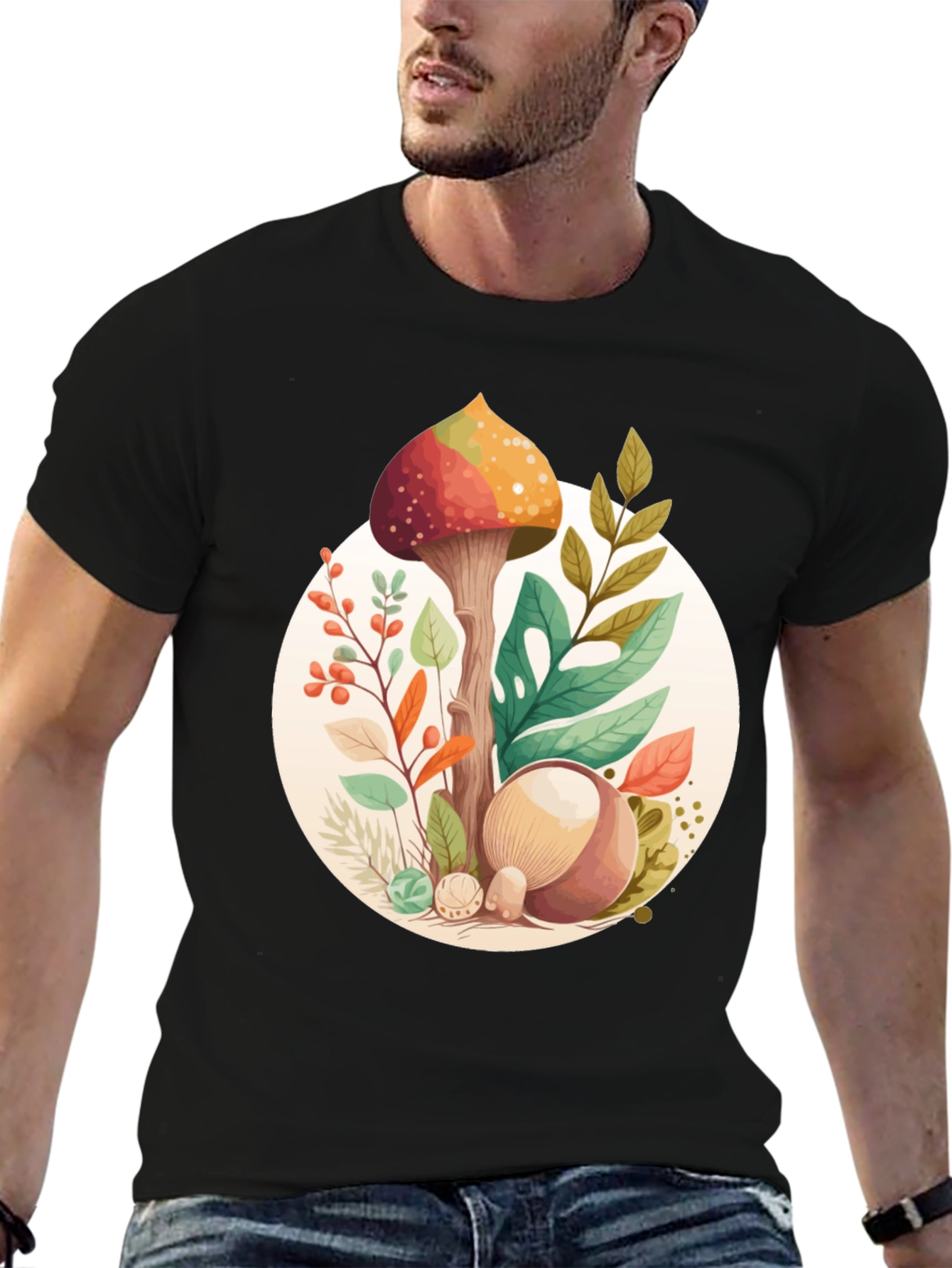 Mushroom Circle Graphic Tee - Organic Style