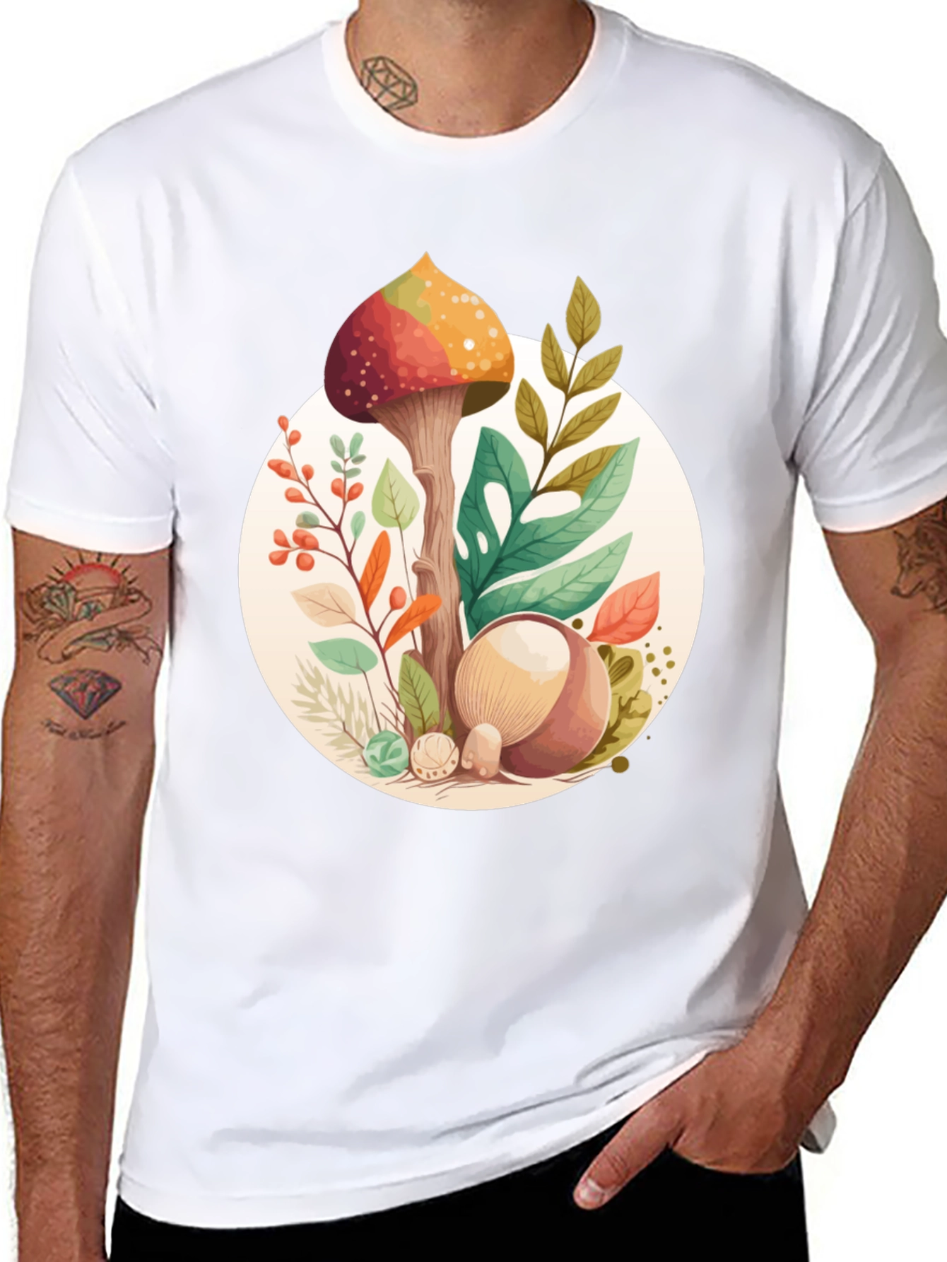 Mushroom Circle Graphic Tee - Organic Style