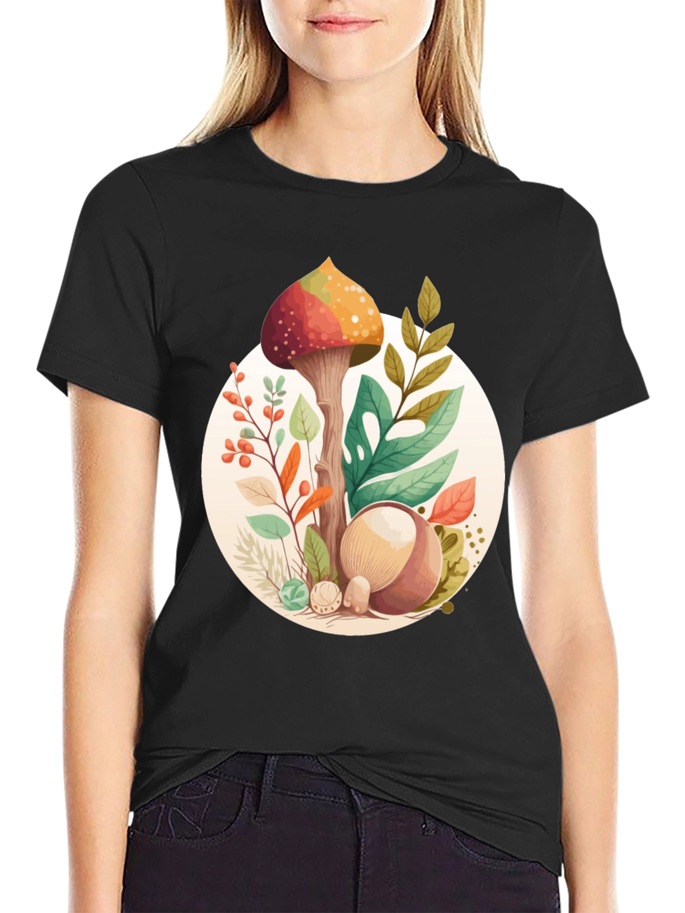 Mushroom Circle Graphic Tee - Organic Style