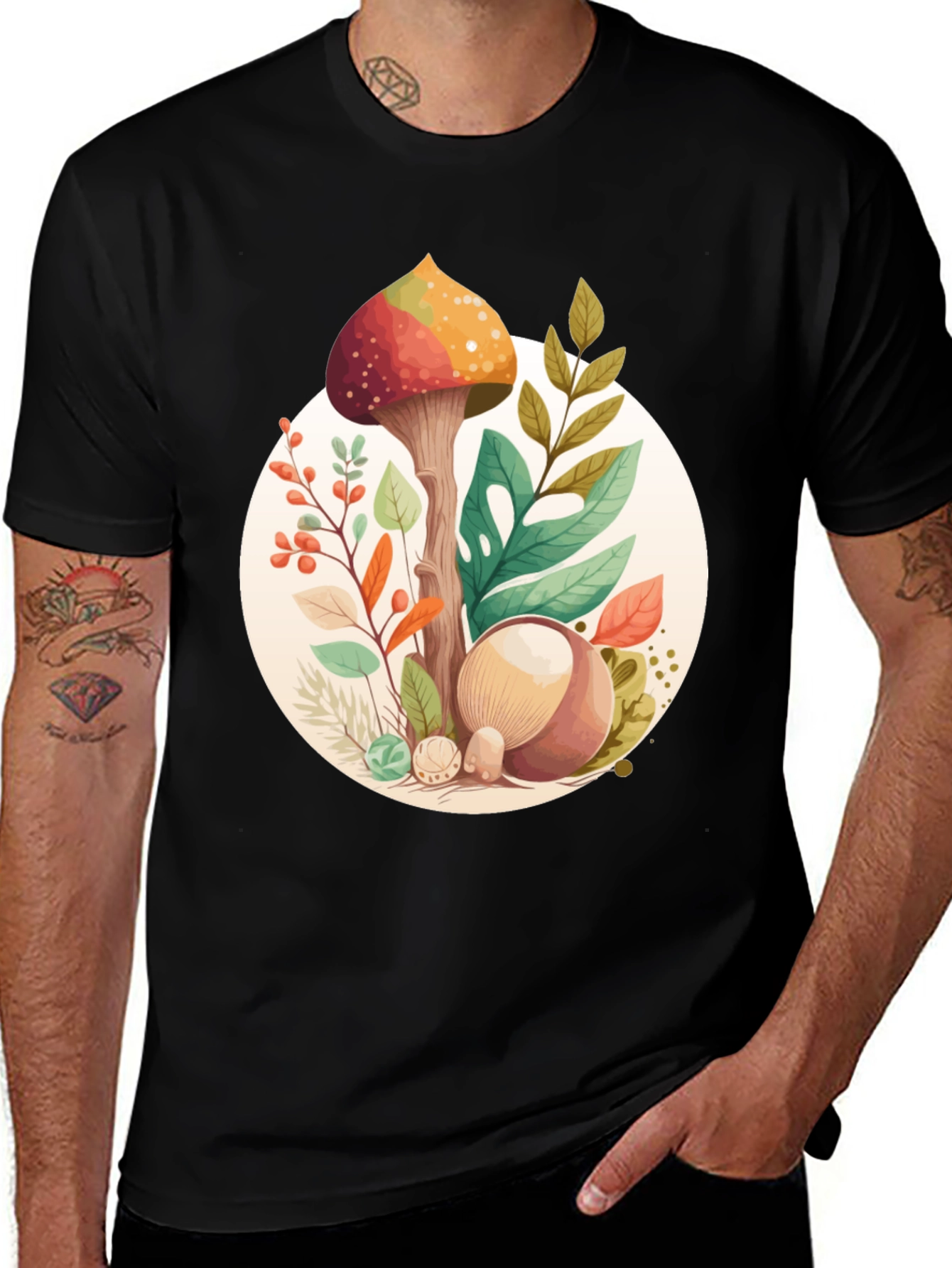 Mushroom Circle Graphic Tee - Organic Style