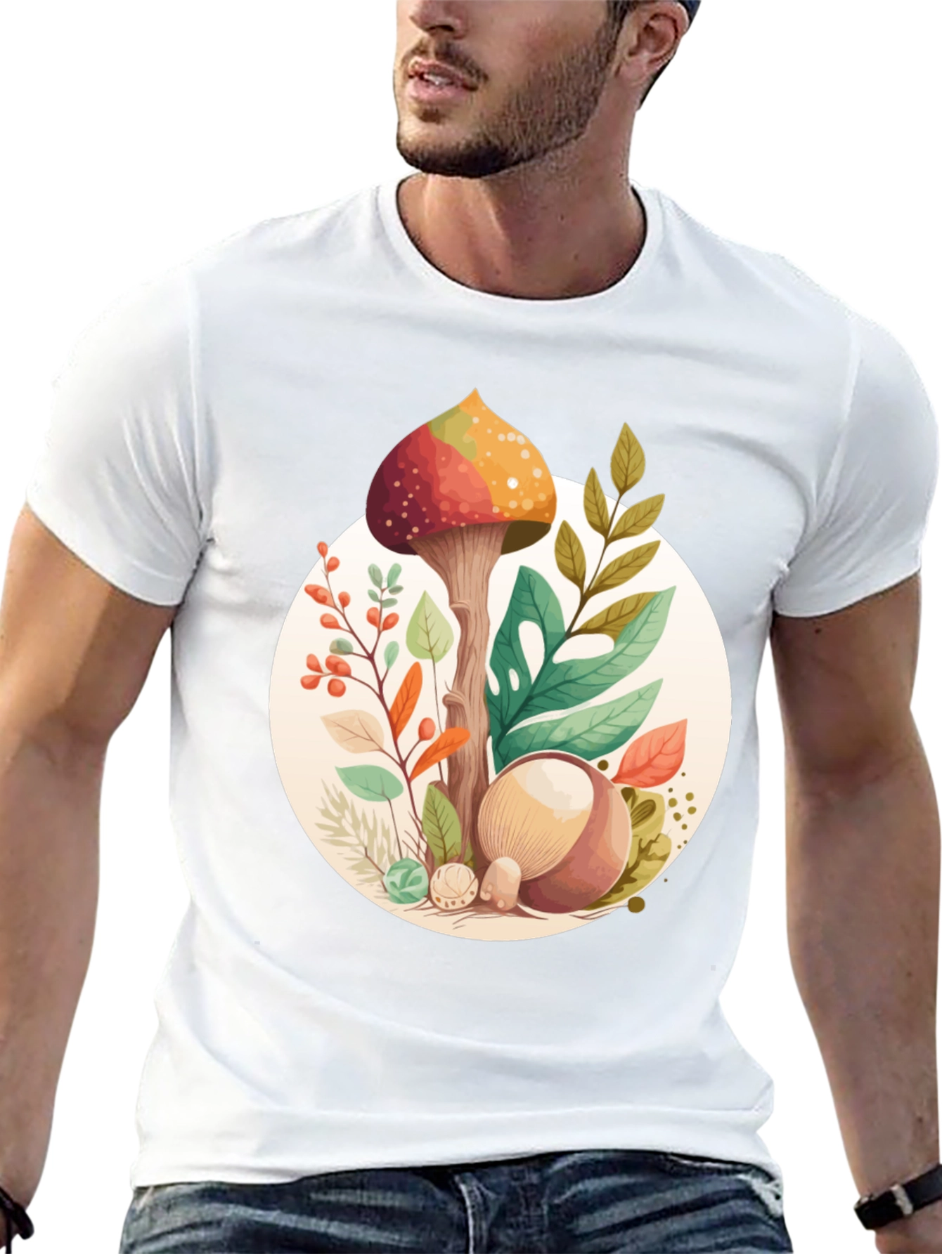 Mushroom Circle Graphic Tee - Organic Style