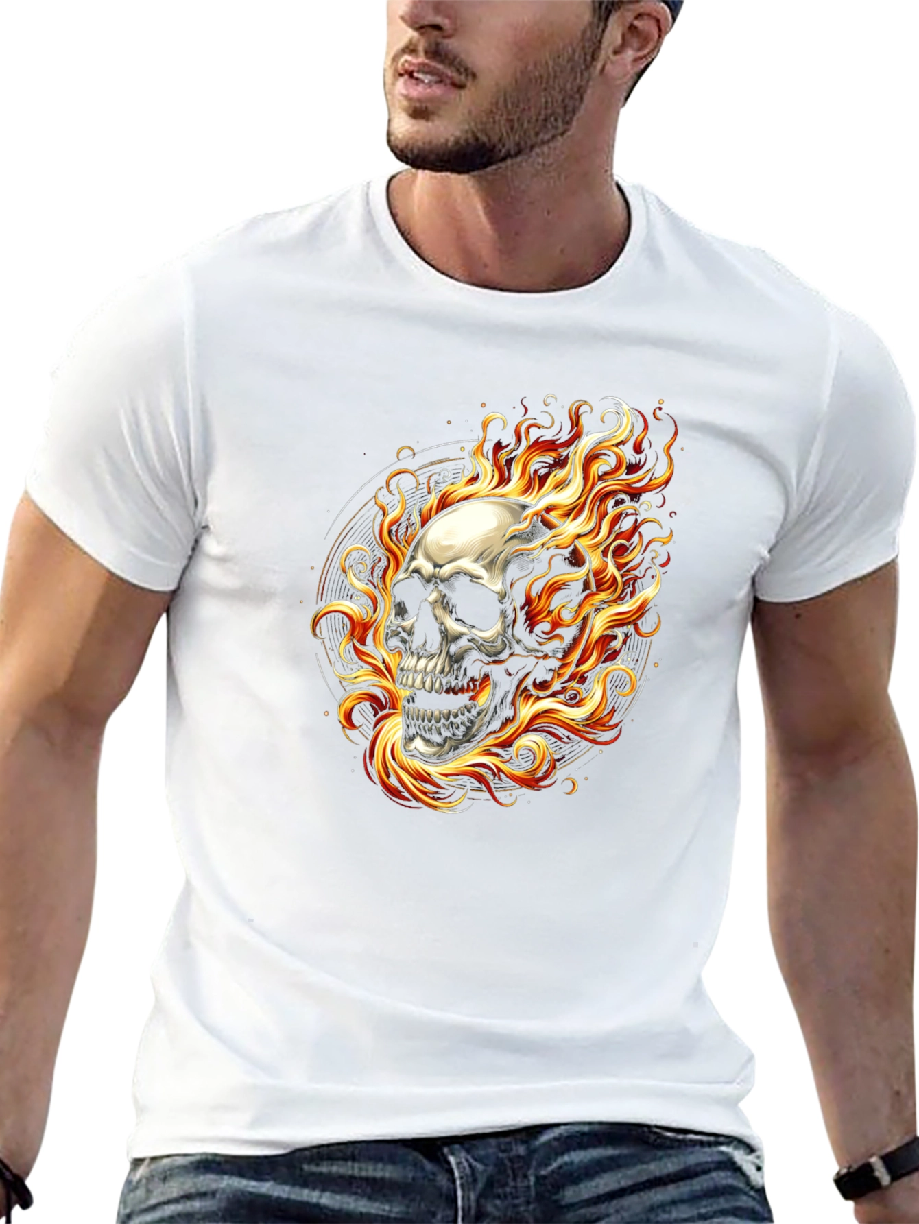 Flaming Skull Black T-Shirt - Edgy Graphic Tee