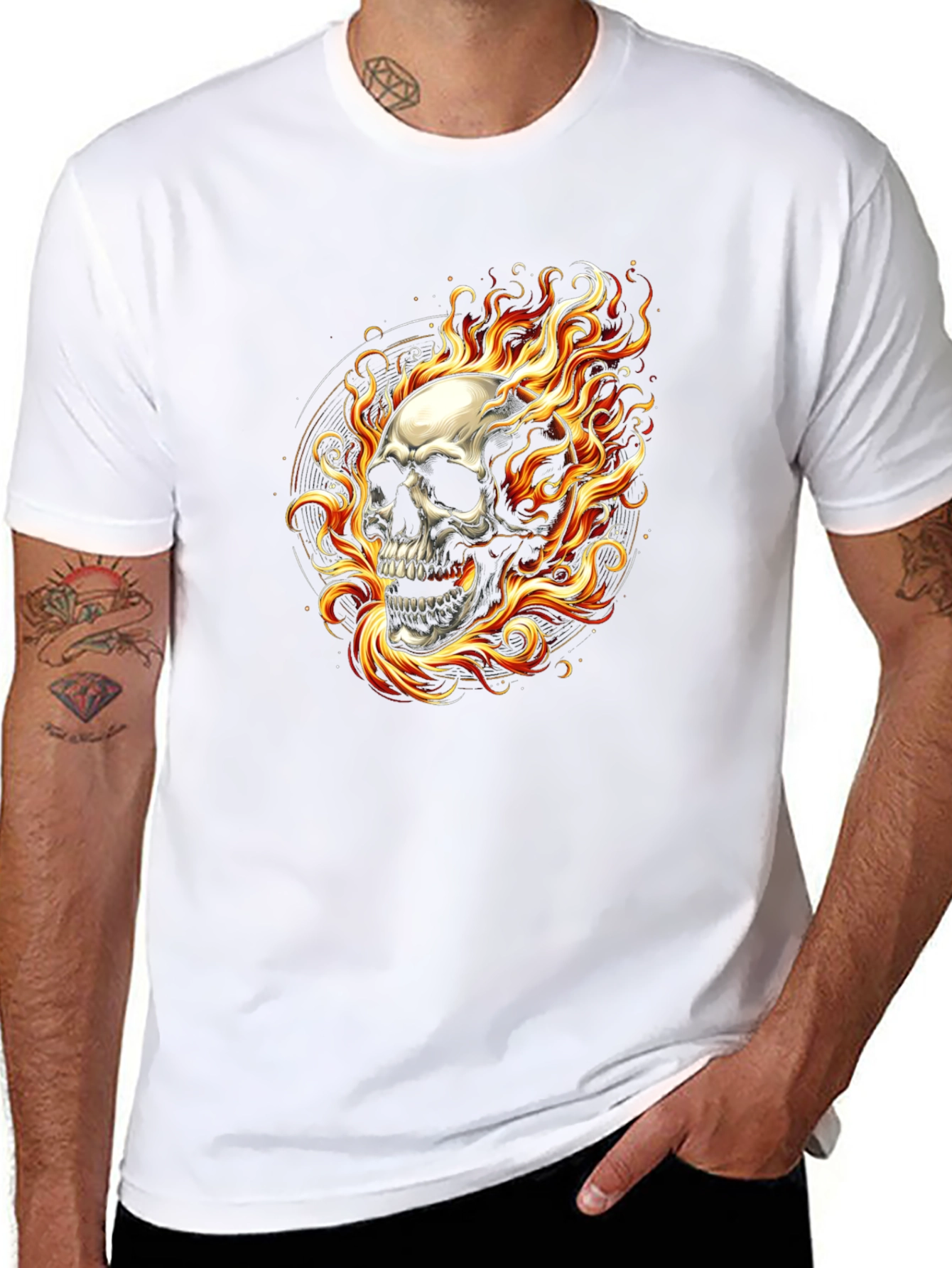 Flaming Skull Black T-Shirt - Edgy Graphic Tee