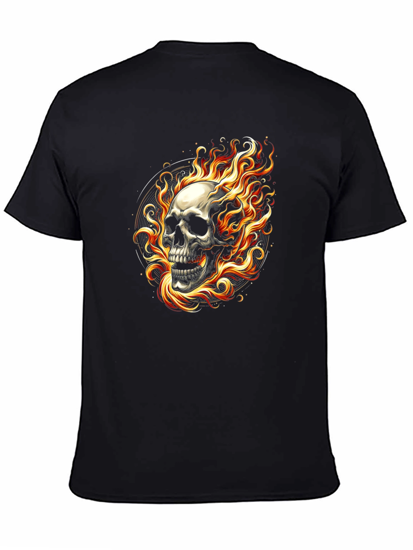 Flaming Skull Black T-Shirt - Edgy Graphic Tee