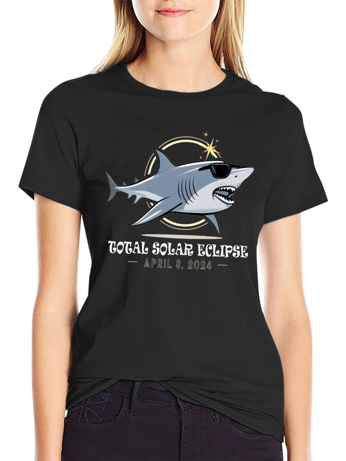 Total Solar Eclipse 2024 Shark T-Shirt