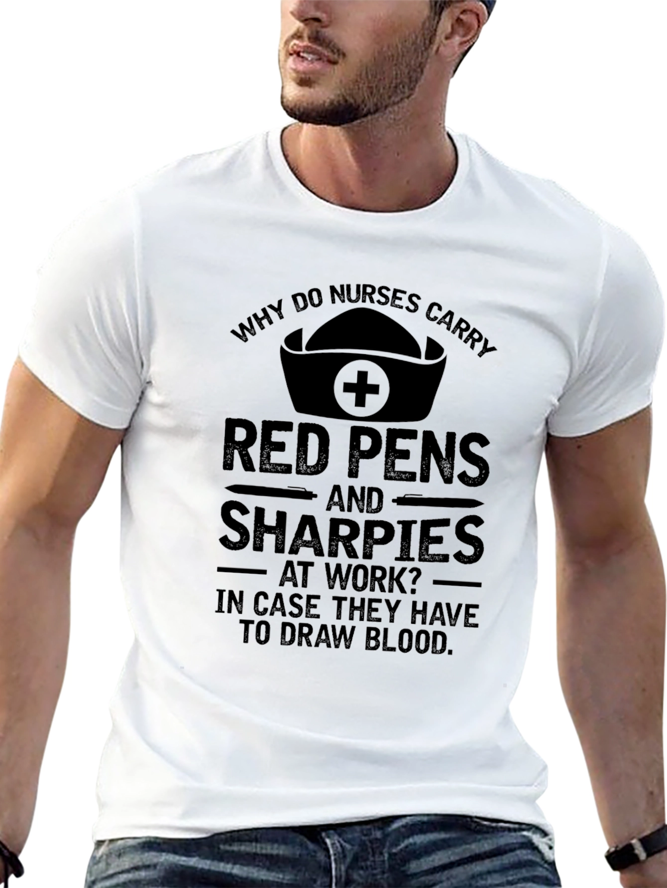 Nurse Red Pen & Sharpie Humor T-Shirt