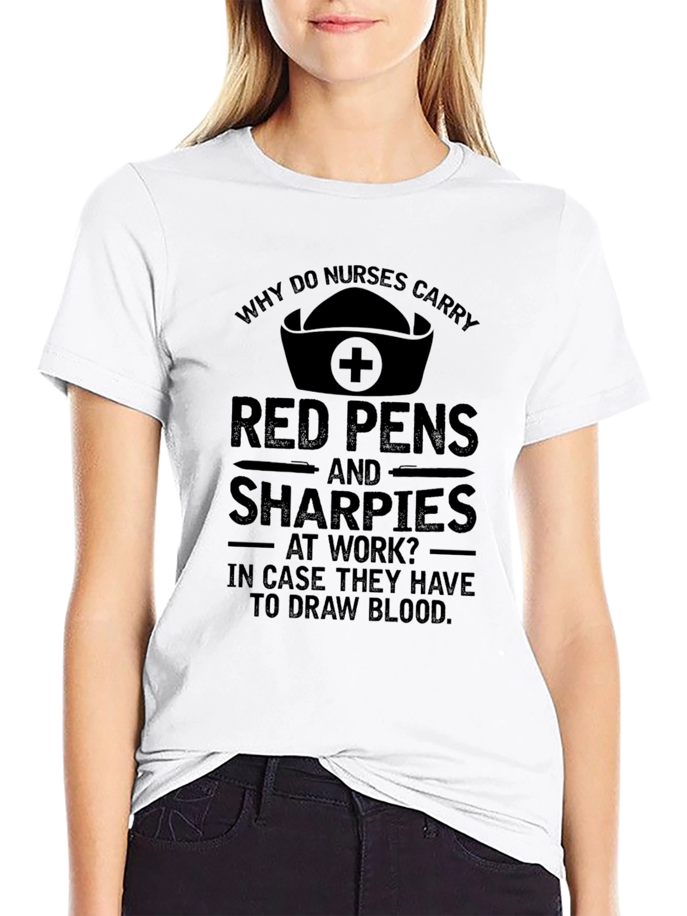 Nurse Red Pen & Sharpie Humor T-Shirt