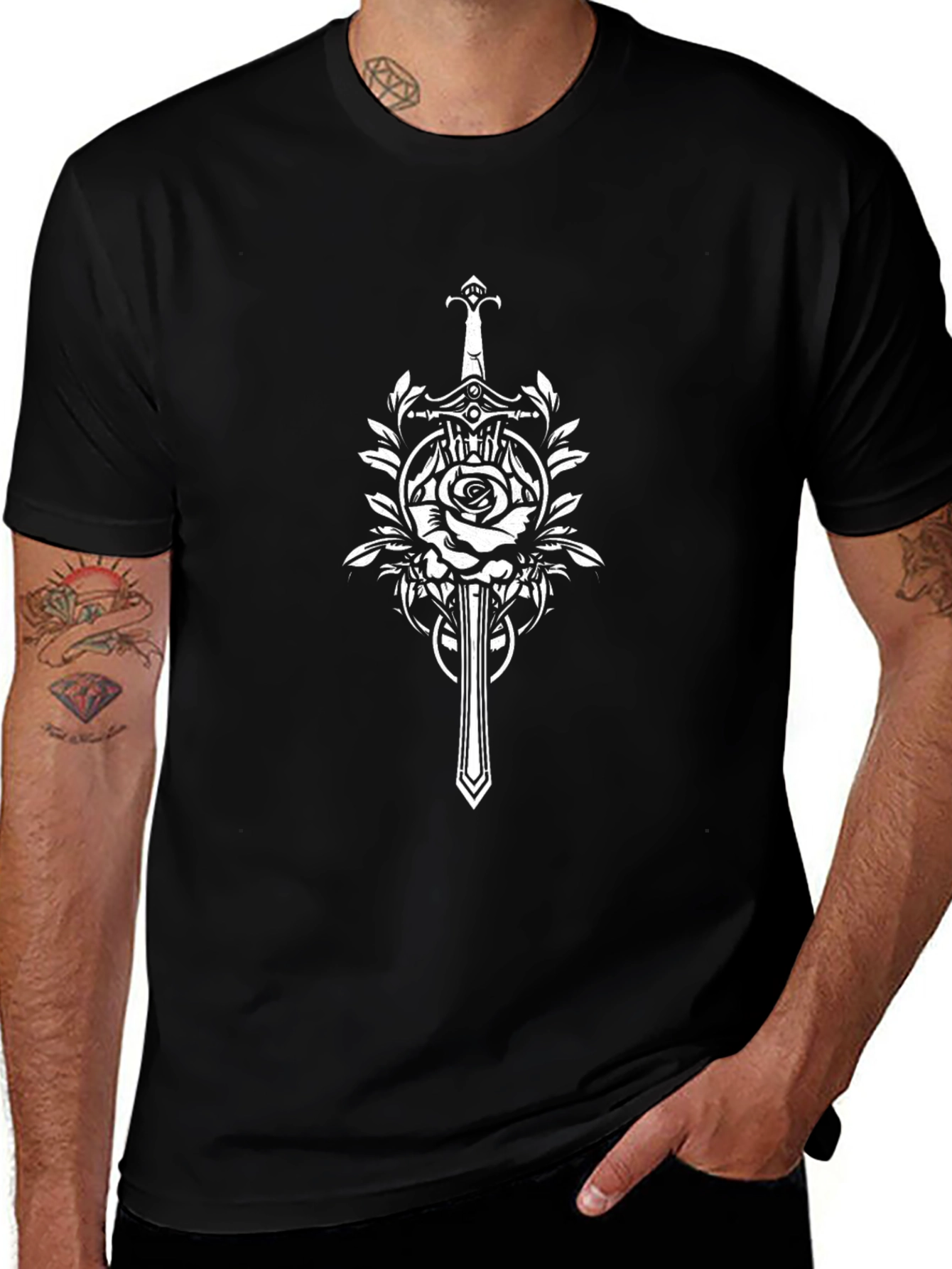 Sword & Rose Graphic Black T-Shirt