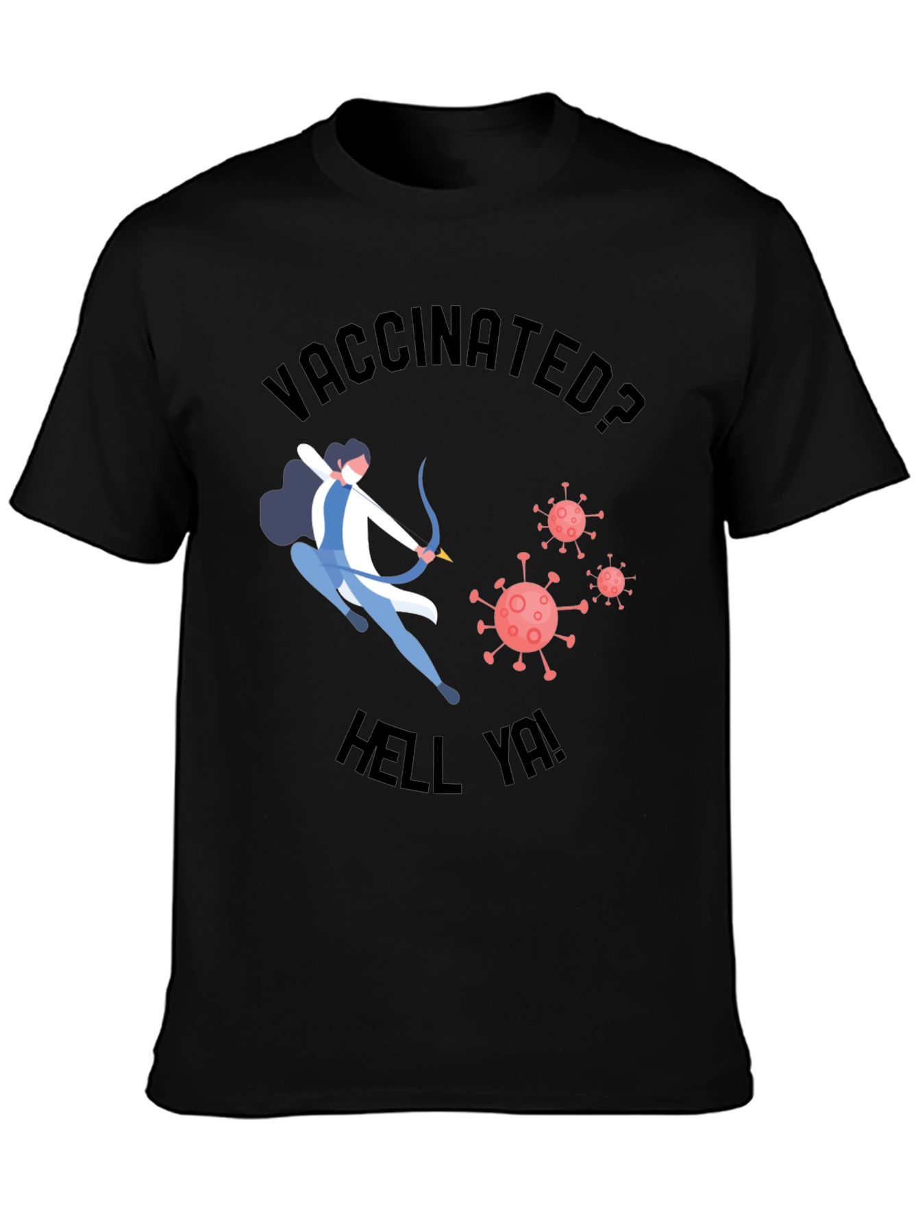 Vaccinated Archer Graphic T-Shirt - Black Crew Neck Tee