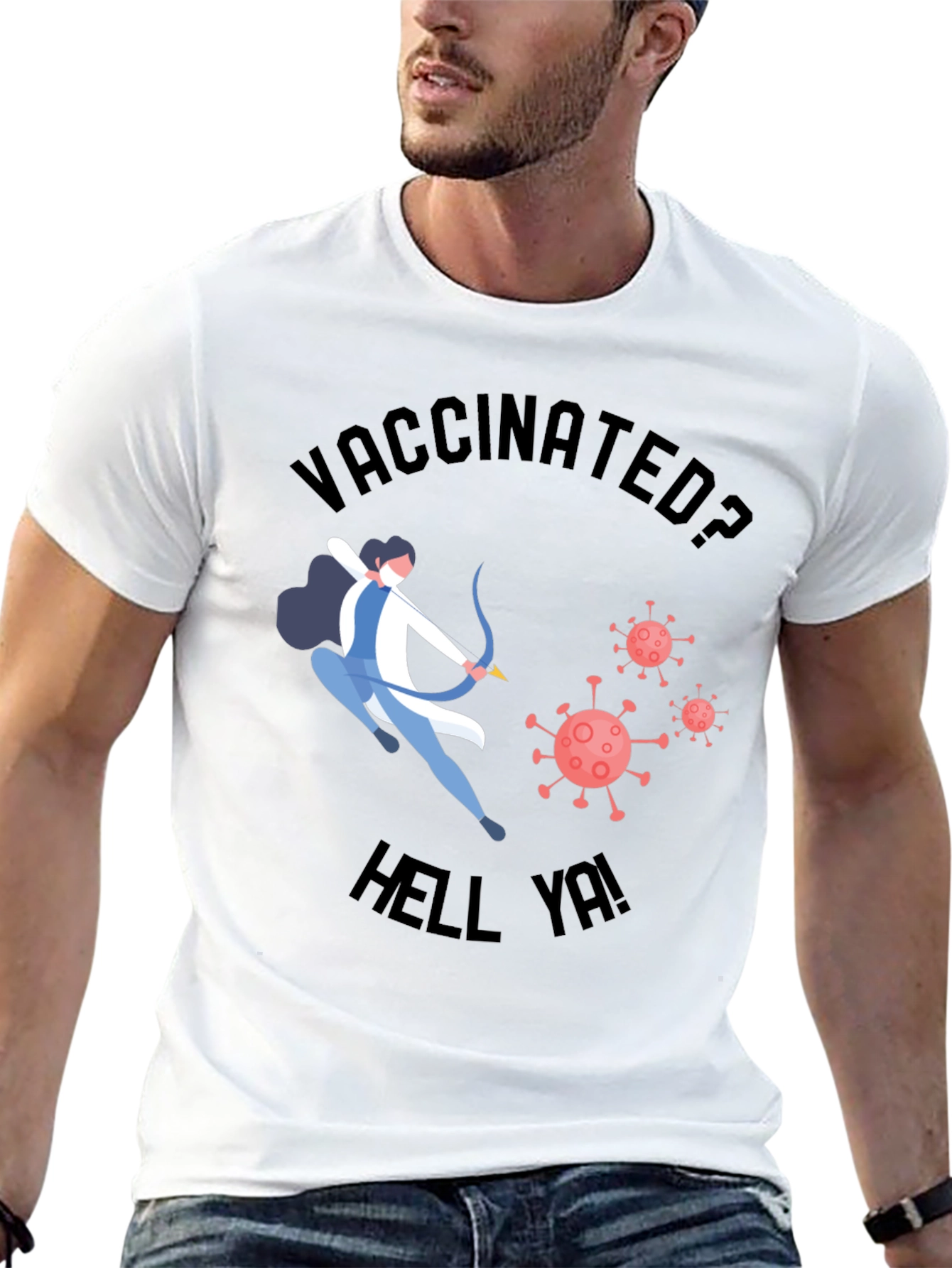 Vaccinated Archer Graphic T-Shirt - Black Crew Neck Tee