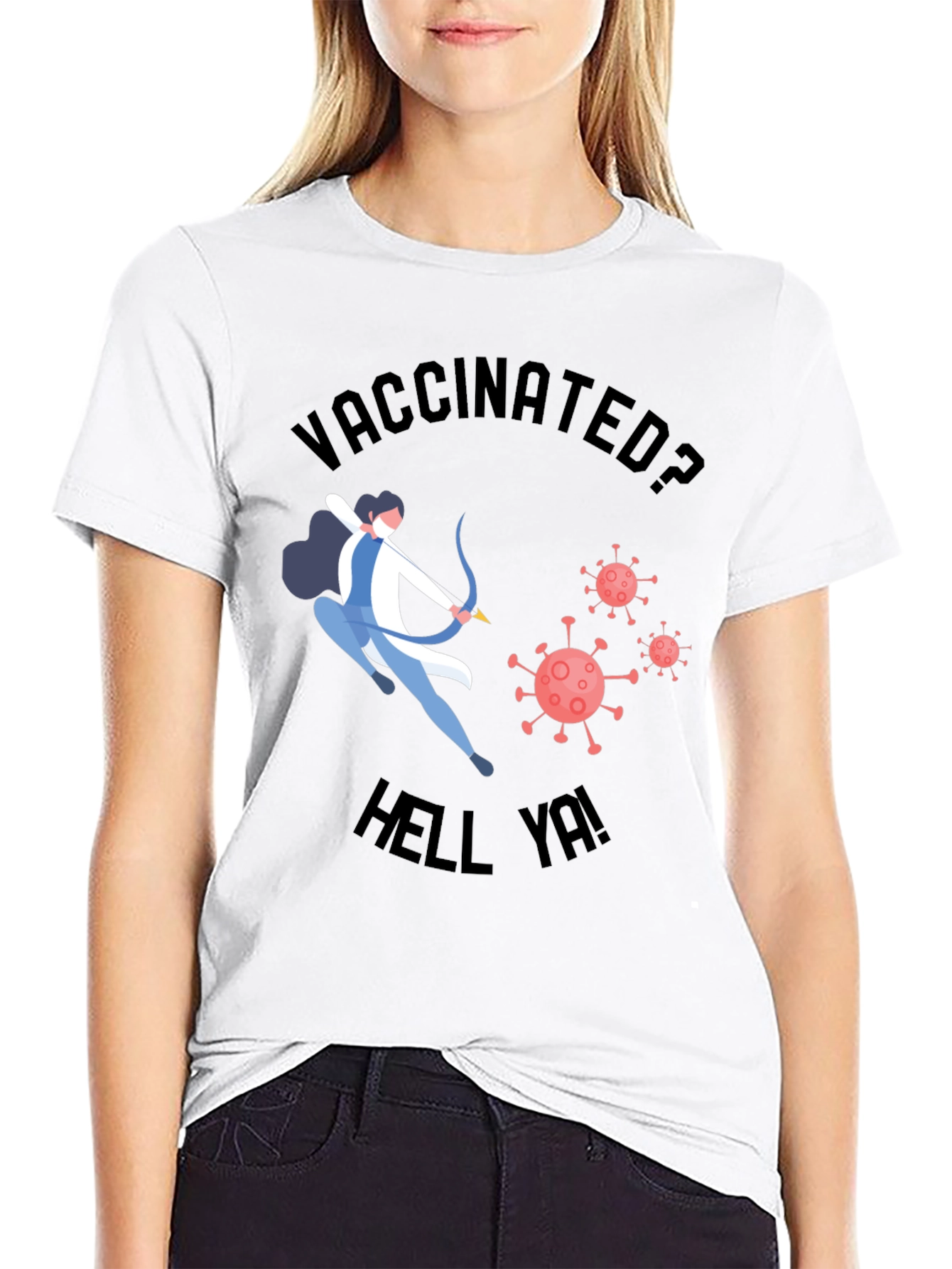 Vaccinated Archer Graphic T-Shirt - Black Crew Neck Tee