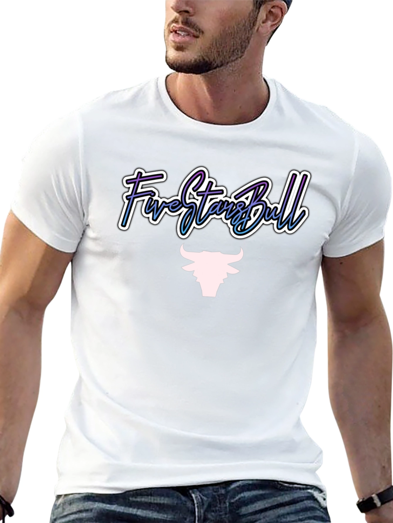 Five Stars Bull Graphic Tee - Stylish Mens T-Shirt