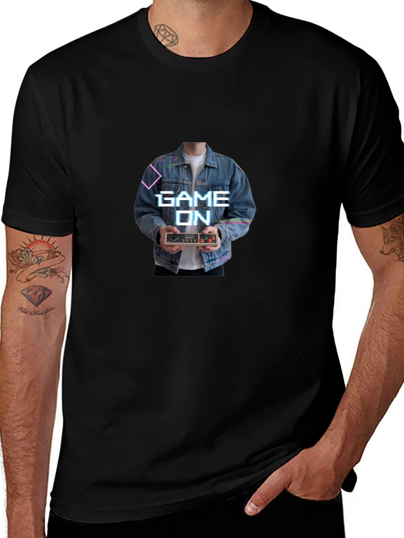 Game On Retro Controller Graphic Tee - Black