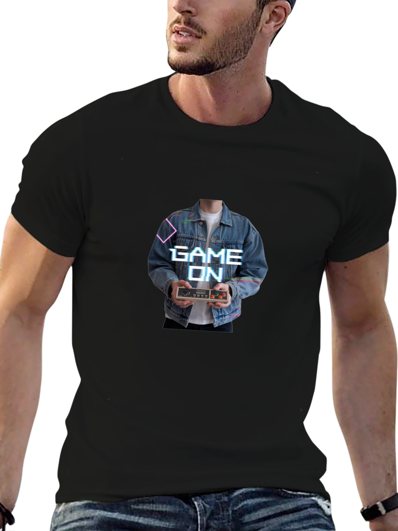 Game On Retro Controller Graphic Tee - Black