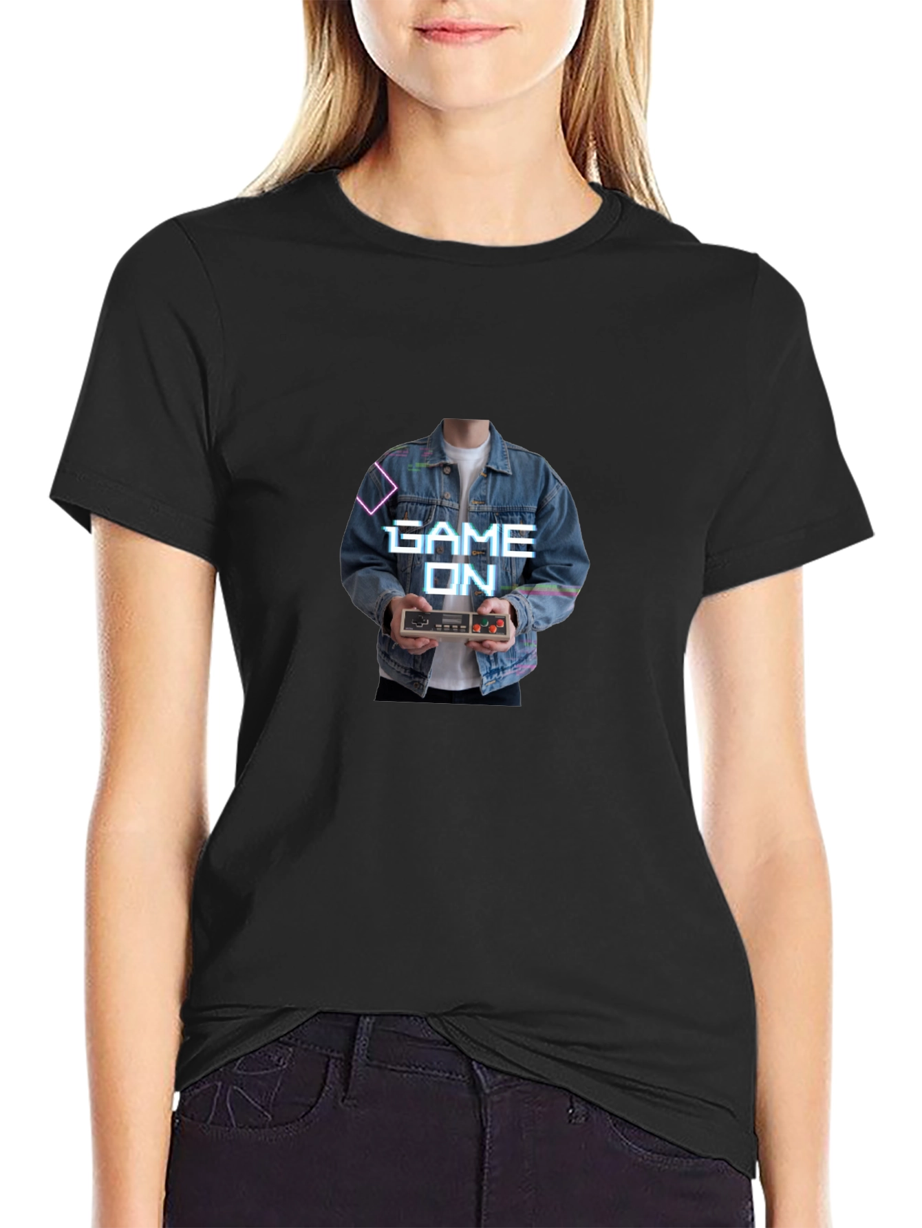 Game On Retro Controller Graphic Tee - Black